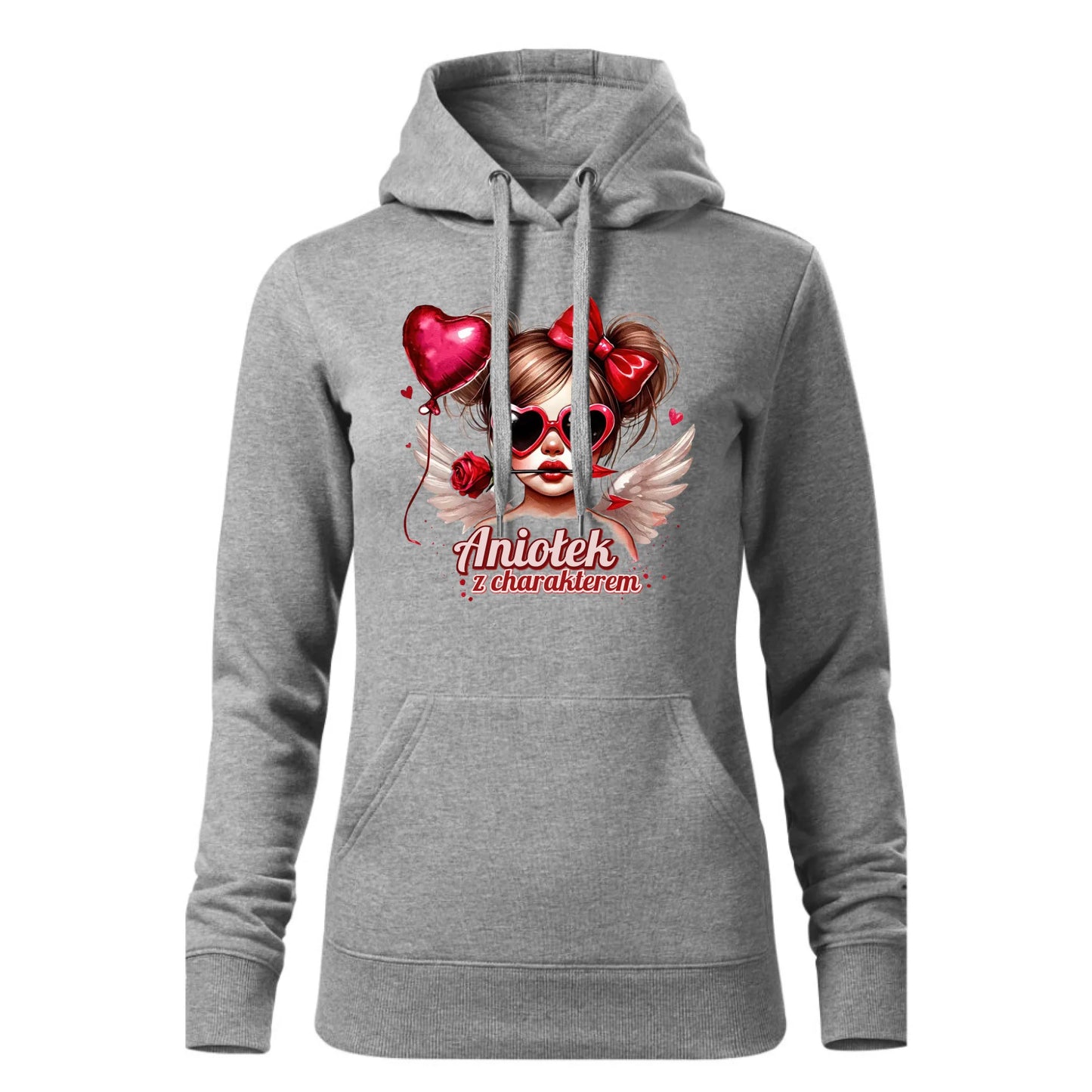 Czarna bluza damska z kapturem nadruk na prezent dla niej HOODIE