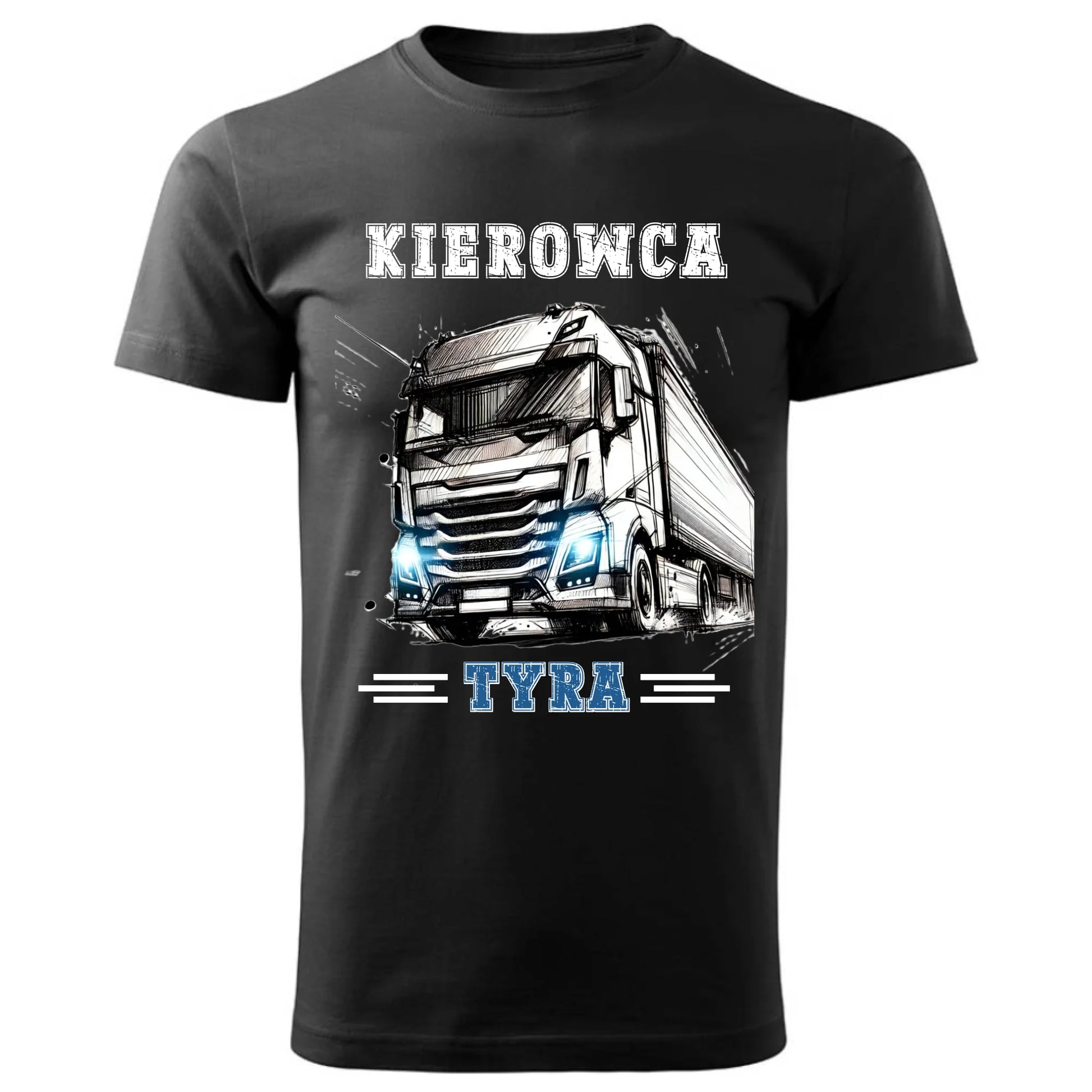 Prezent dla kierowcy tira czarna koszulka męska z nadrukiem KIEROWCA TIR
