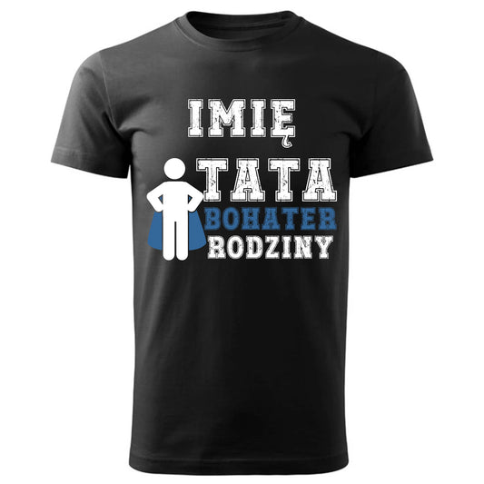 Prezent dla taty czarna koszulka z nadrukiem DZIEŃ OJCA TATA