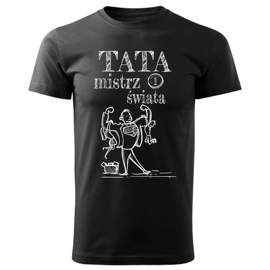 Prezent dla taty czarna koszulka z nadrukiem DZIEŃ OJCA TATA