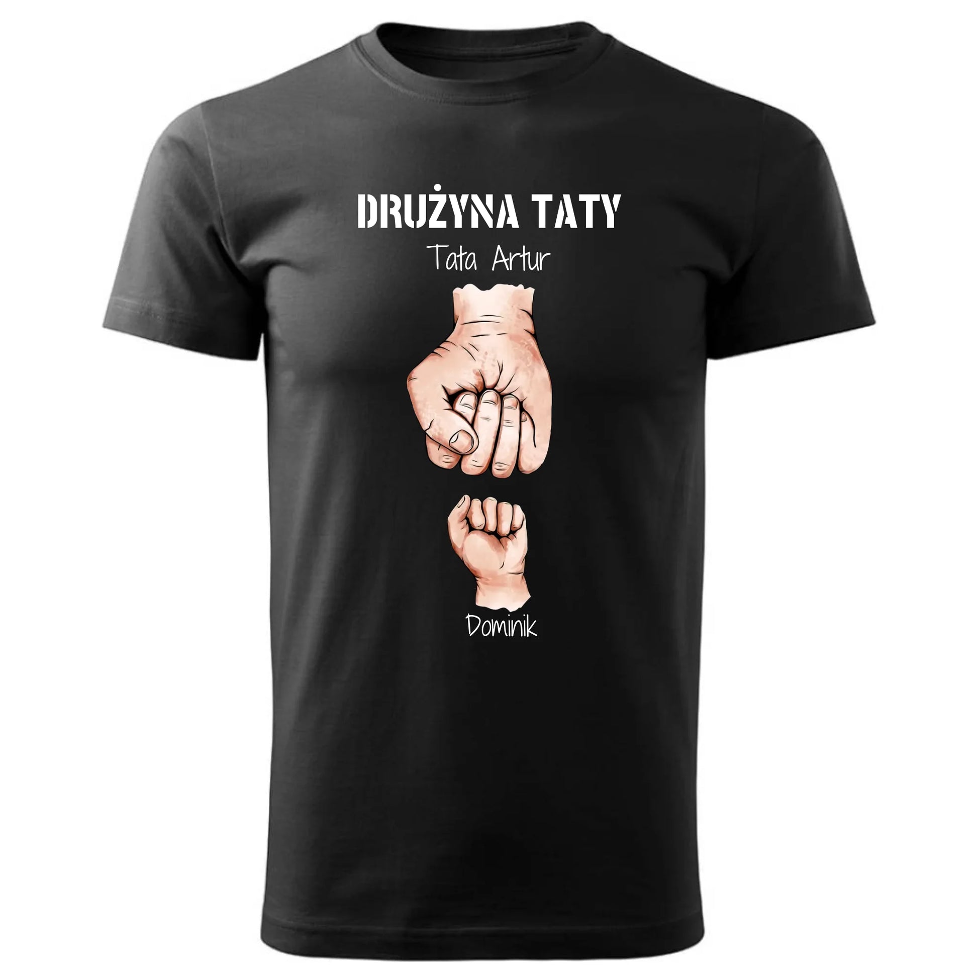 Prezent dla taty czarna koszulka z nadrukiem DZIEŃ OJCA TATA