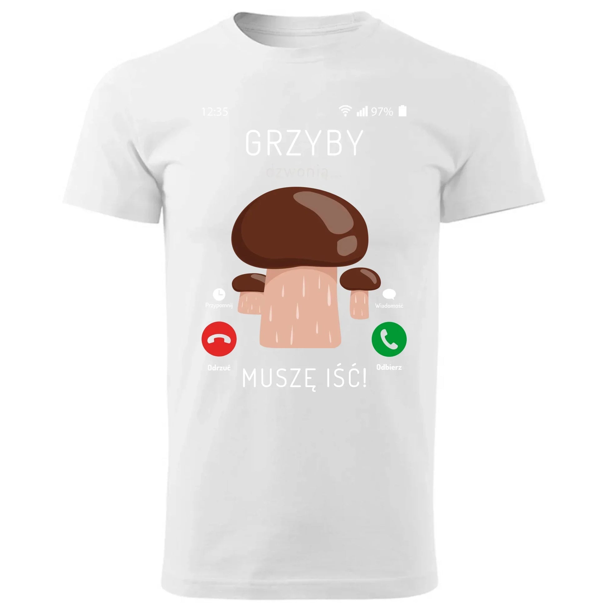 Grzyby dzwonią muszę iść | Koszulka męska dla dziadka D36 - StoryCups.pl