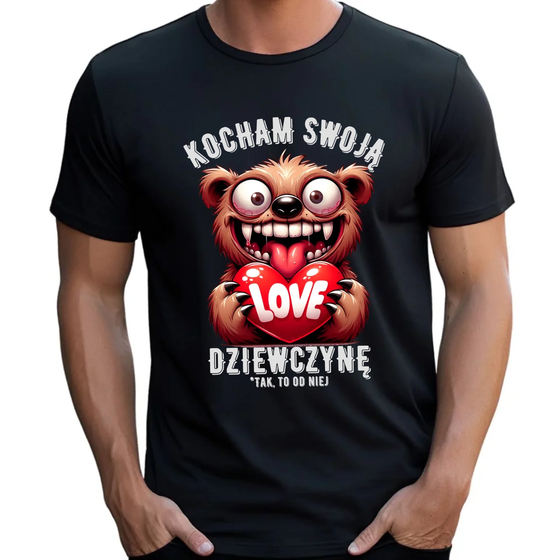 Koszulka z nadrukiem dla par na prezent ZAKOCHANI PARA WALENTYNKI