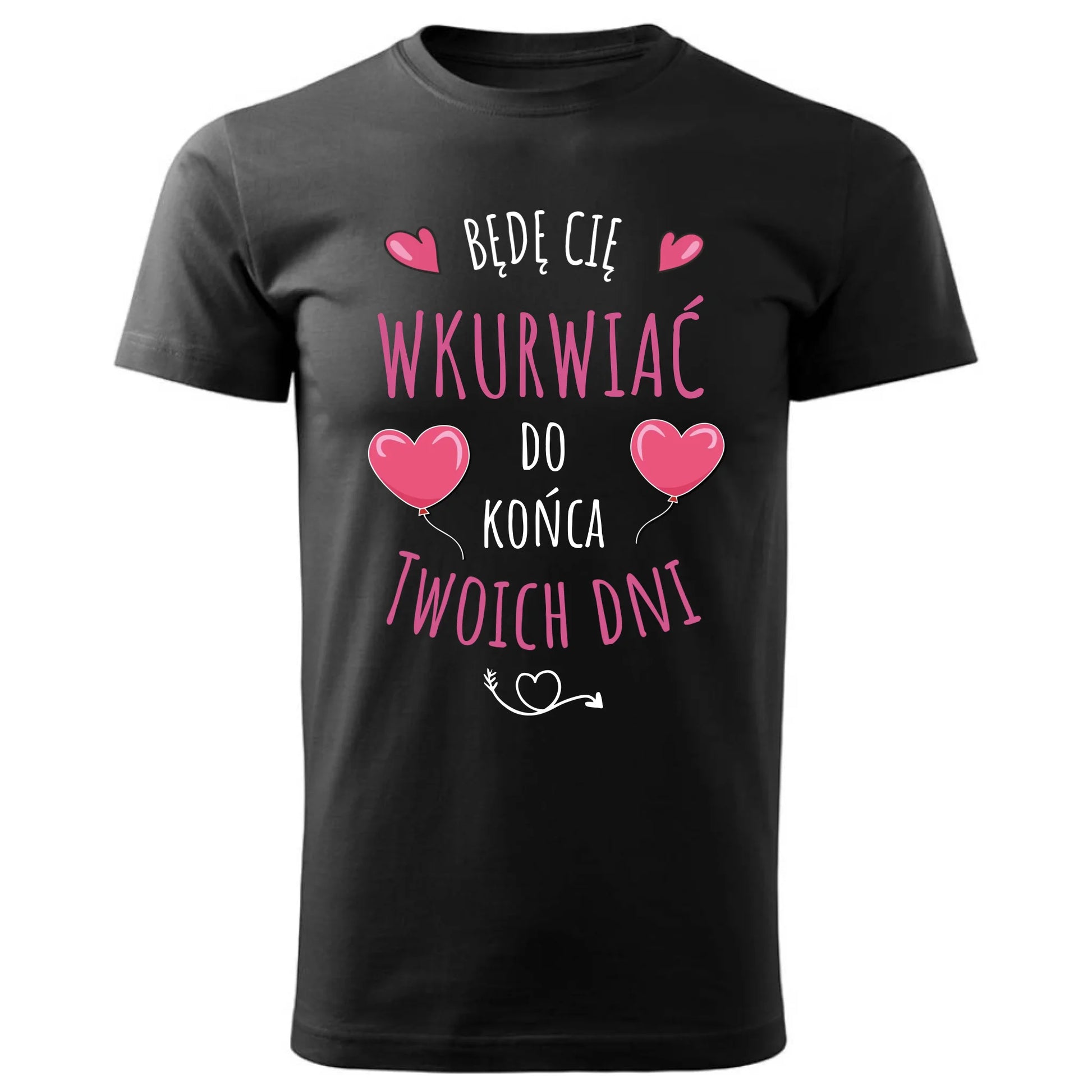 Czarna koszulka z nadrukiem dla par na prezent ZAKOCHANI PARA WALENTYNKI
