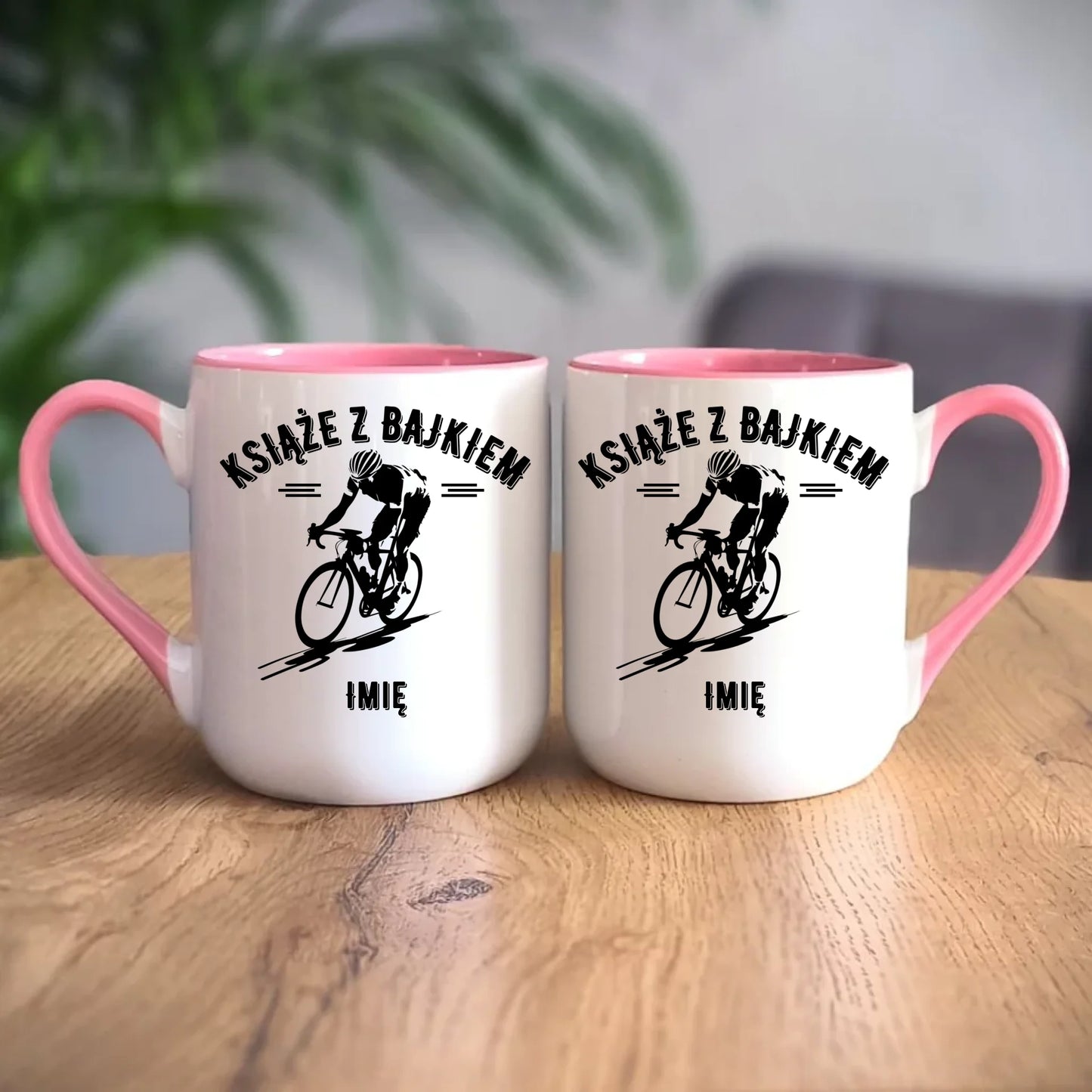 Personalizowany różowy kubek elegant z nadrukiem na prezent 330ml