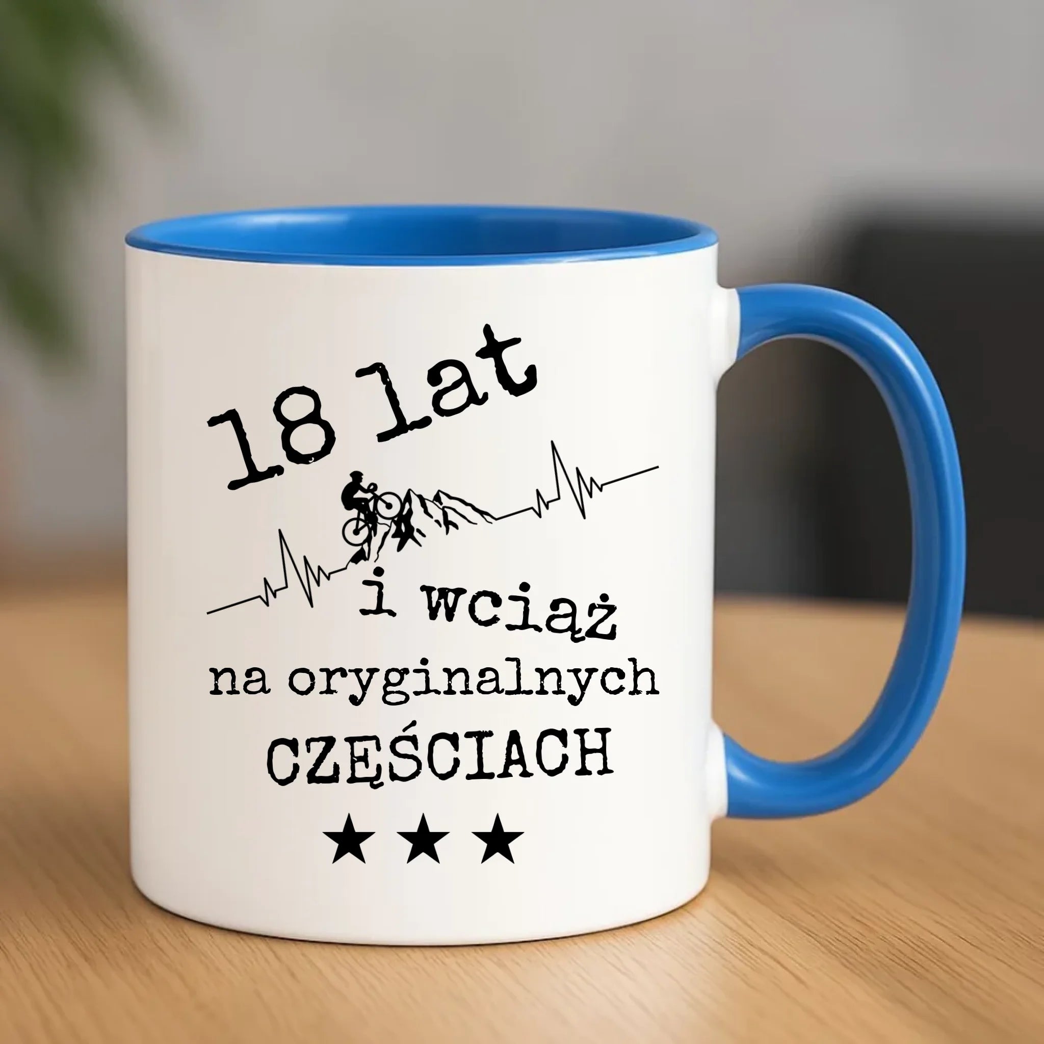 Urodzinowy niebieski kubek z nadrukiem prezent na URODZINY