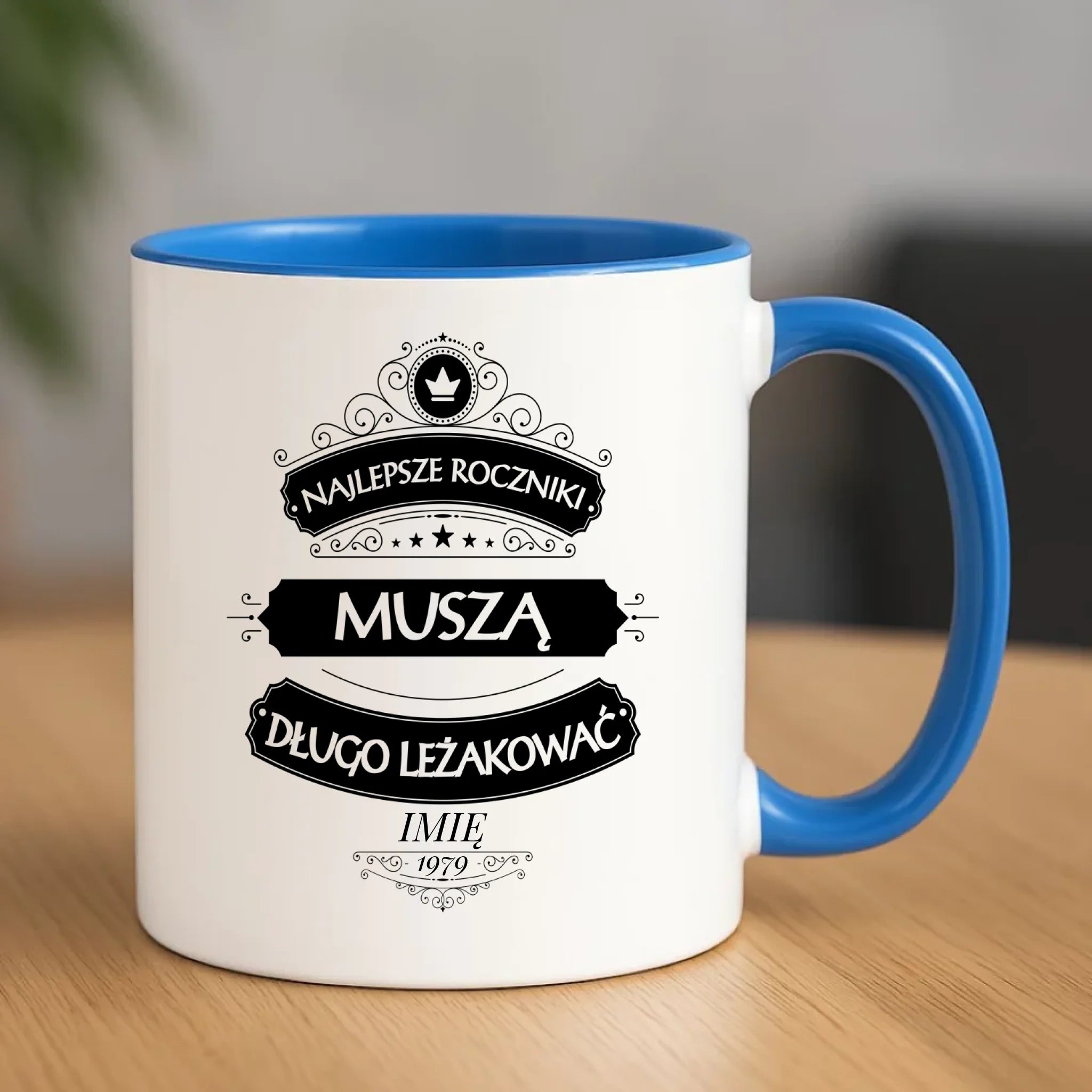 Urodzinowy niebieski kubek z nadrukiem prezent na URODZINY