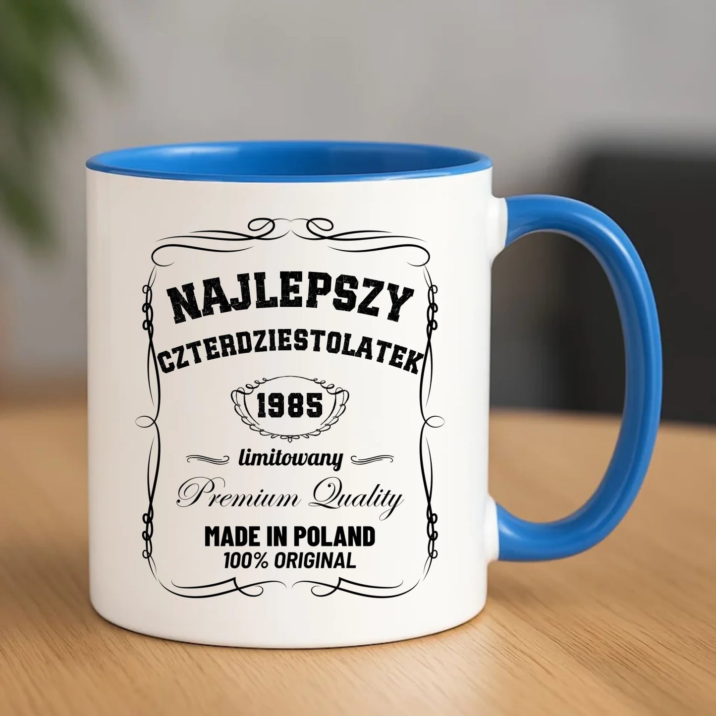 Urodzinowy niebieski kubek z nadrukiem prezent na URODZINY