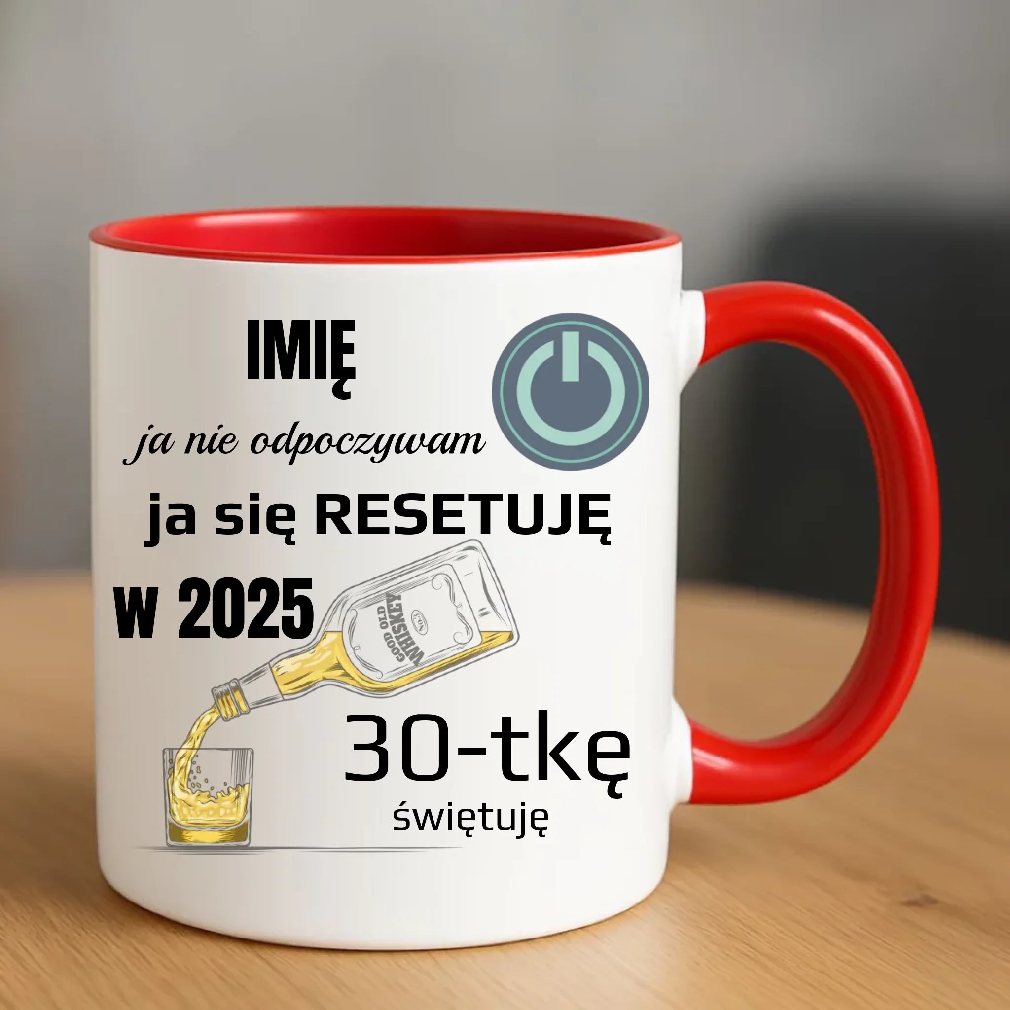 Urodzinowy czerwony kubek z nadrukiem prezent na URODZINY