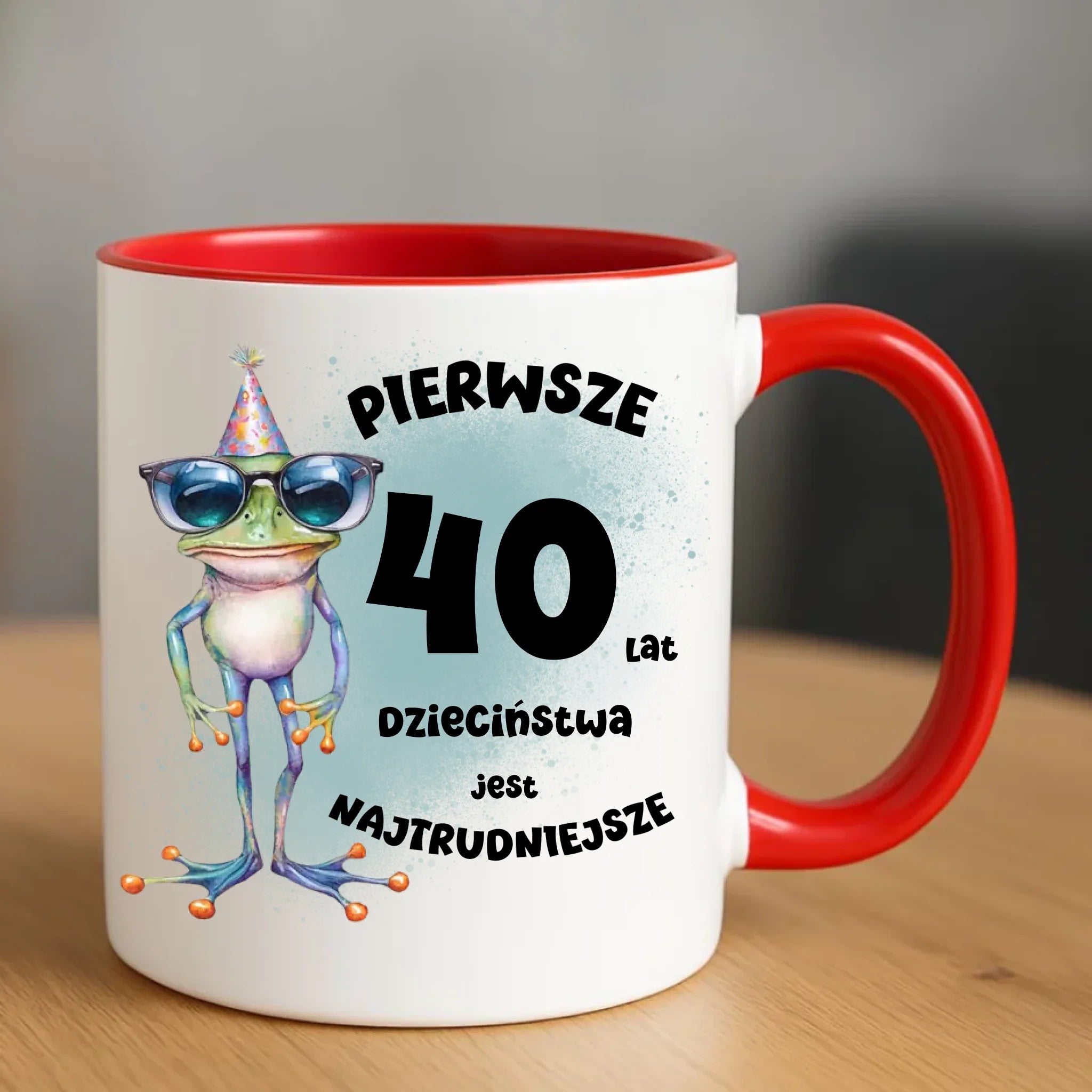 Urodzinowy czerwony kubek z nadrukiem prezent na URODZINY