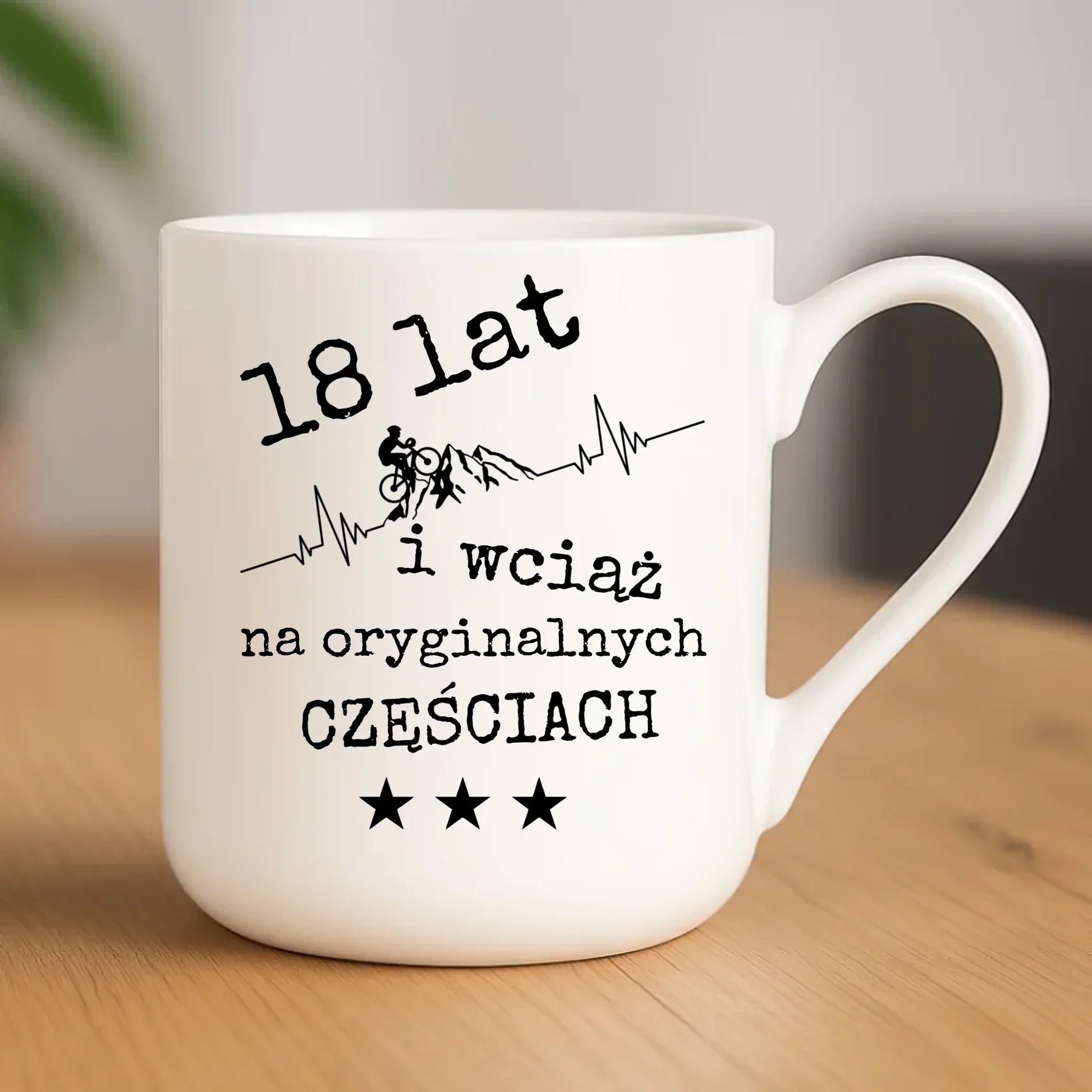 Wciąż na oryginalnych częściach | Kubek na urodziny dla rowerzysty U28 - StoryCups.pl