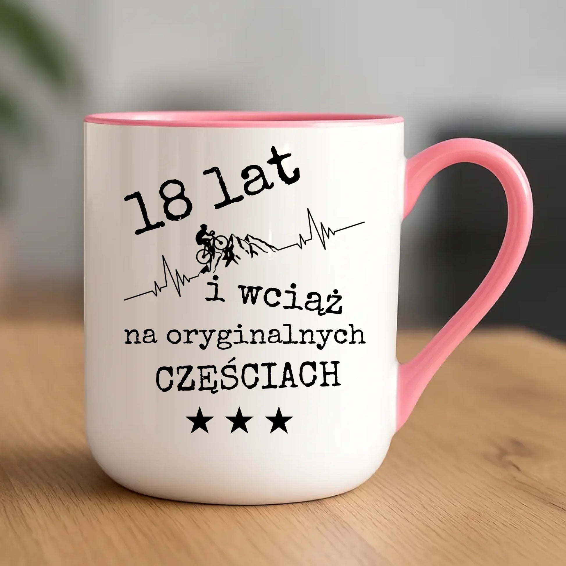 Wciąż na oryginalnych częściach | Kubek na urodziny dla rowerzysty U28 - StoryCups.pl