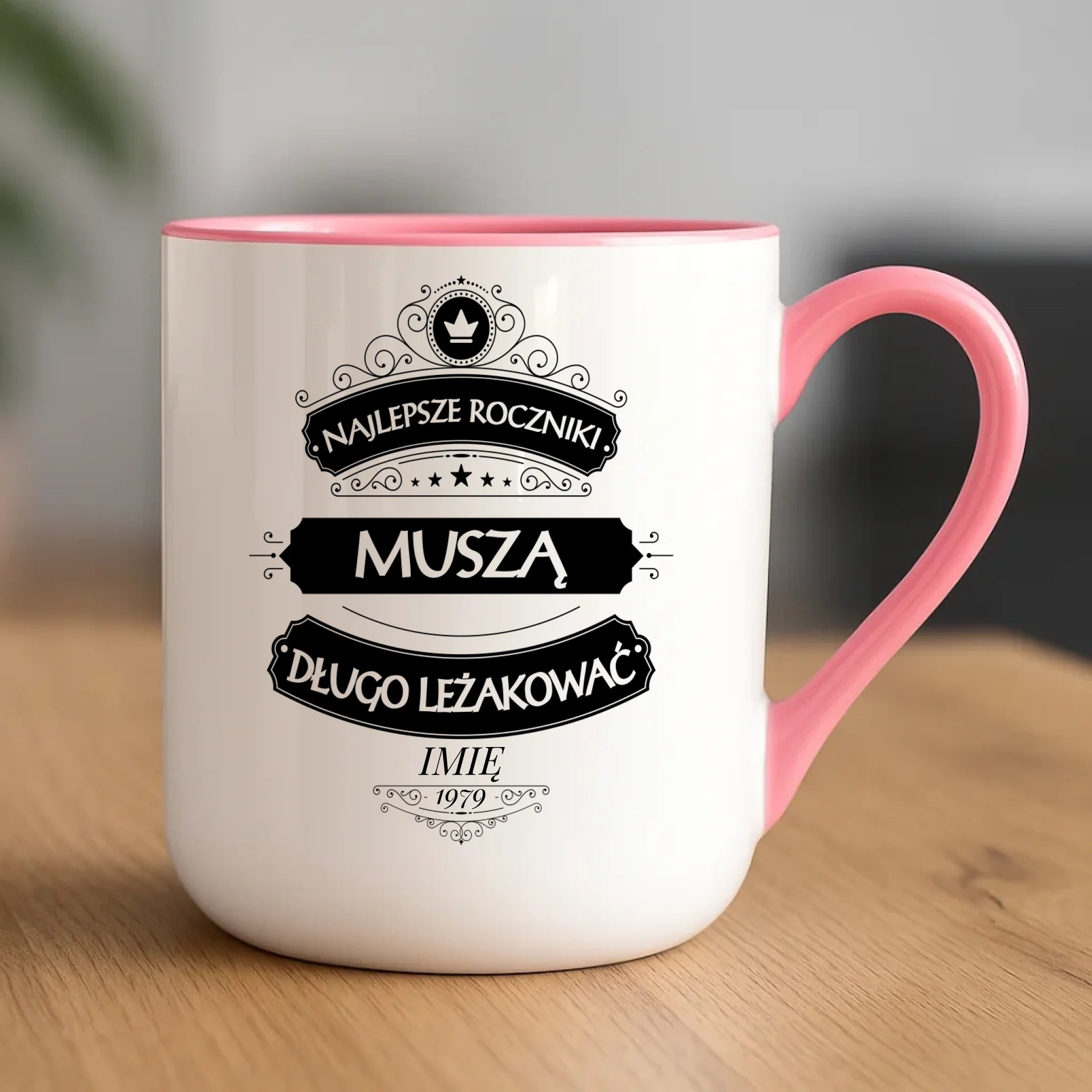 Urodzinowy różowy kubek elegant z nadrukiem prezent na URODZINY