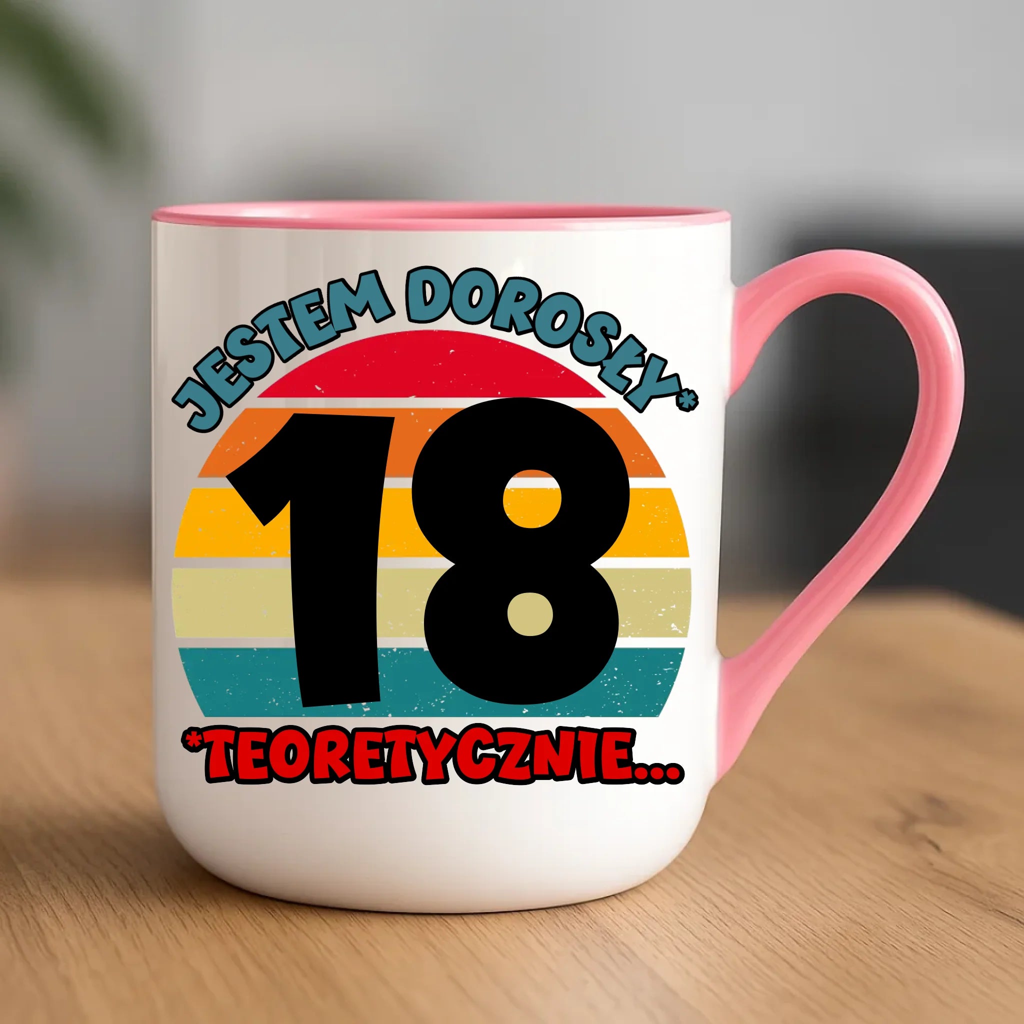 Urodzinowy różowy kubek elegant z nadrukiem prezent na URODZINY