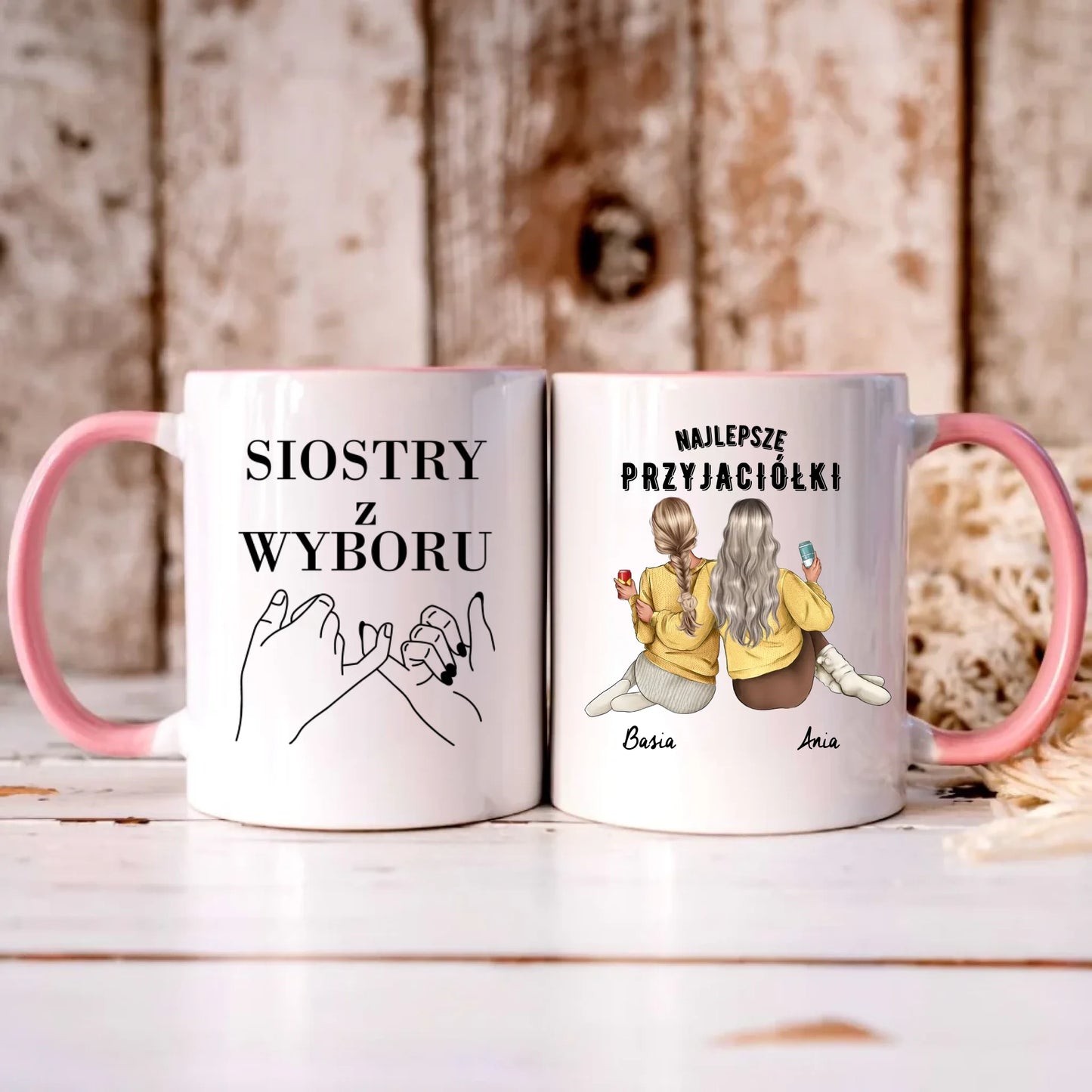 Personalizowany różowy kubek z nadrukiem na prezent