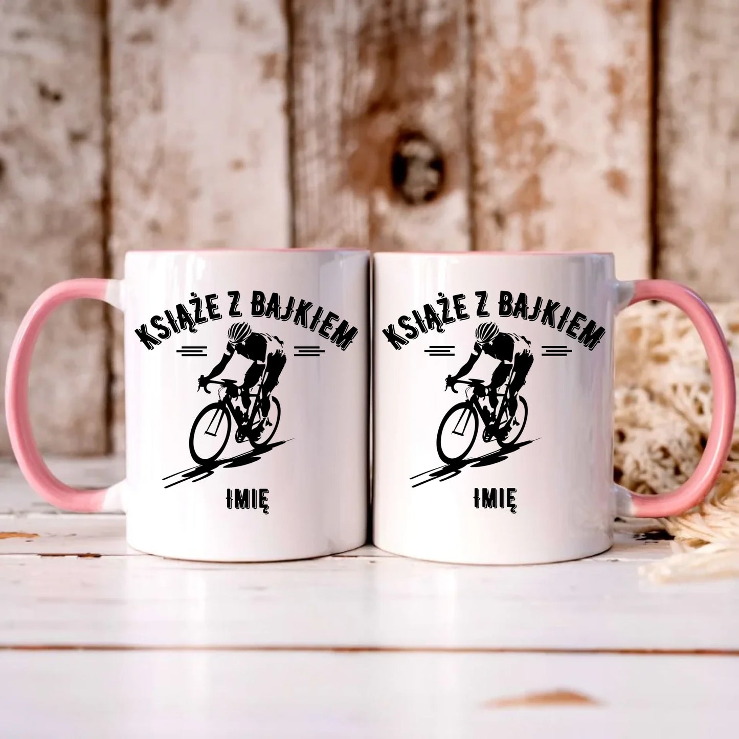 Personalizowany różowy kubek z nadrukiem na prezent