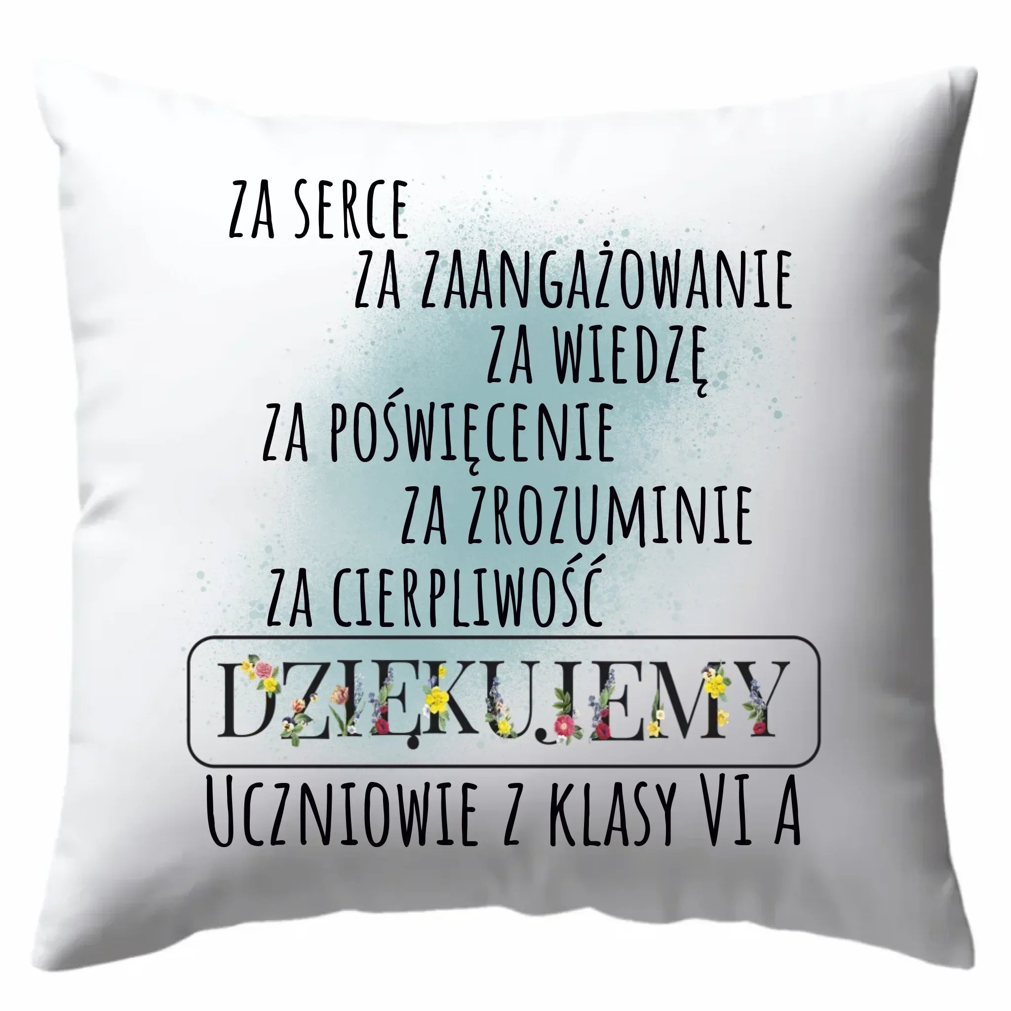Podziękowanie dla nauczyciela od klasy na prezent | Poduszka dla nauczyciela N06 - StoryCups.pl