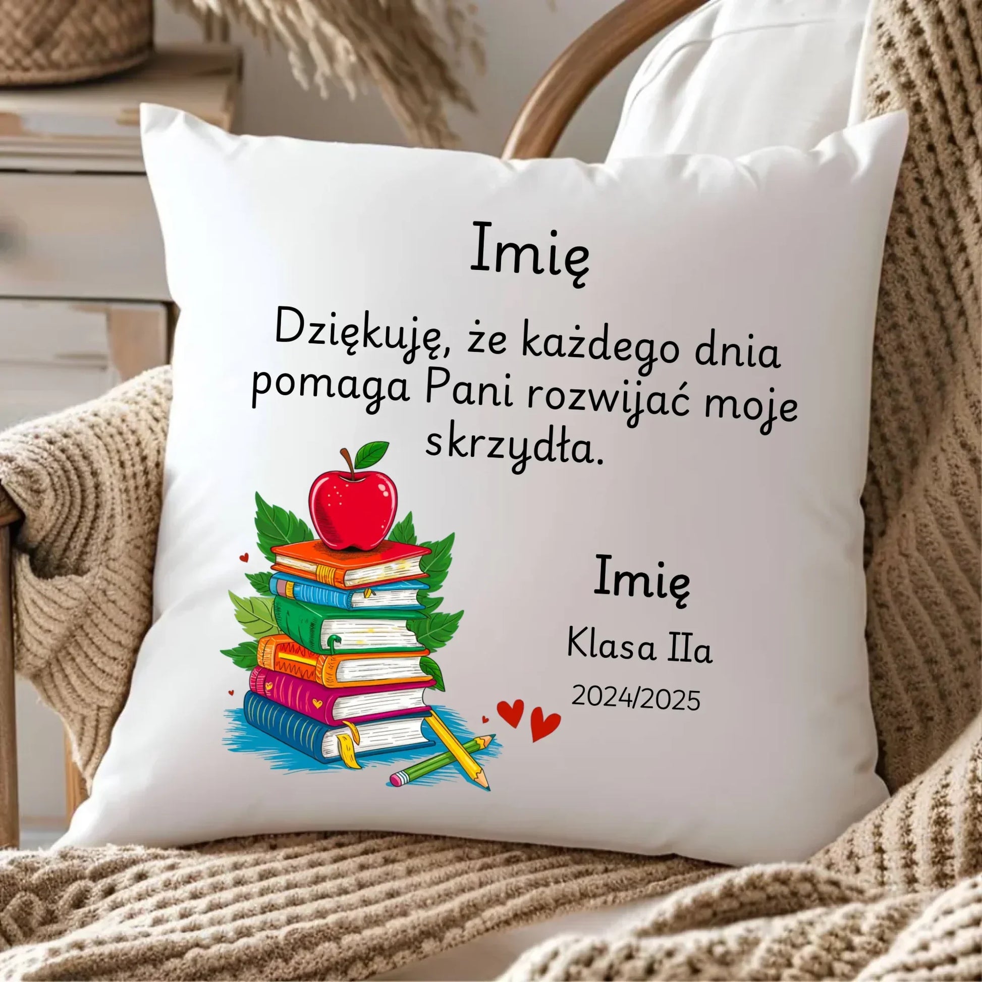 Podziękowanie dla nauczycielki | Poduszka prezent na Zakończenie Roku Szkolnego N10 - StoryCups.pl
