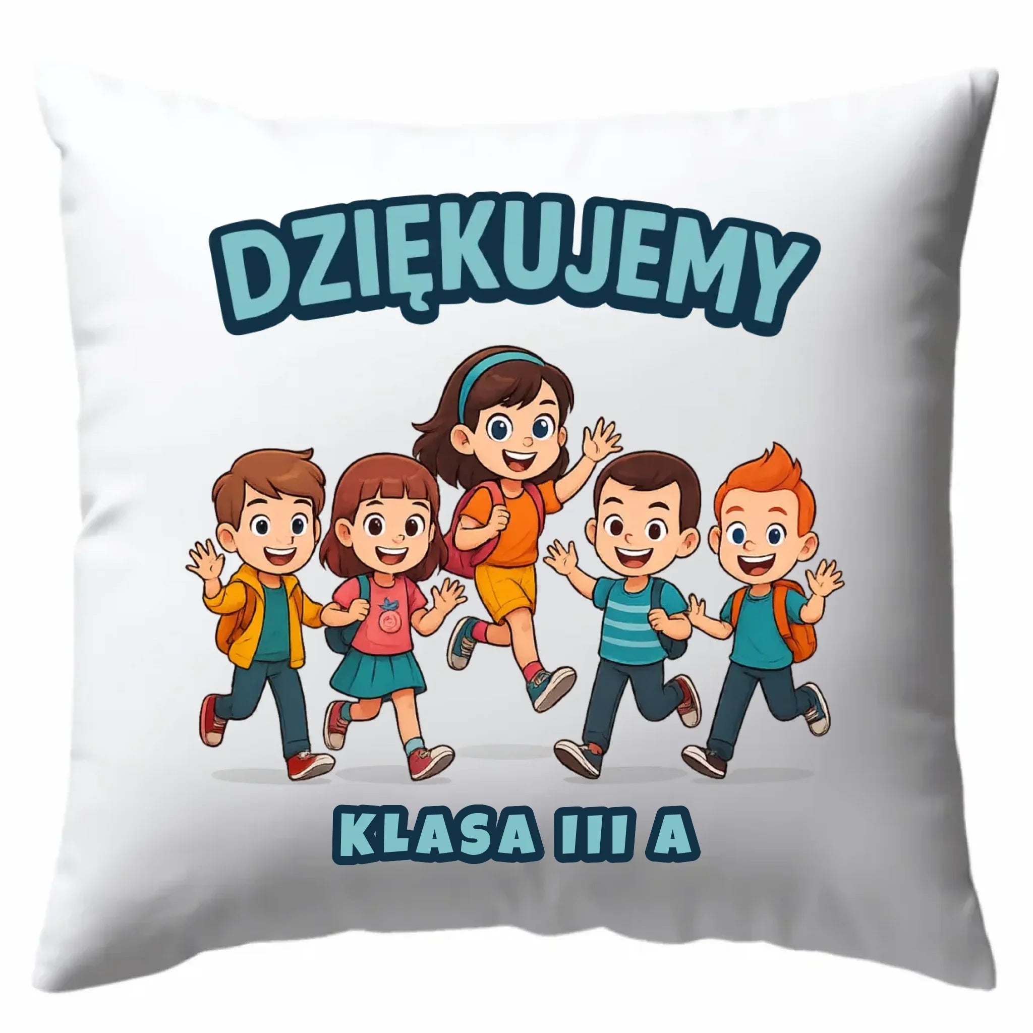 Podziękowanie od klasy dla nauczyciela | Poduszka prezent na Zakończenie Roku Szkolnego N11 - StoryCups.pl