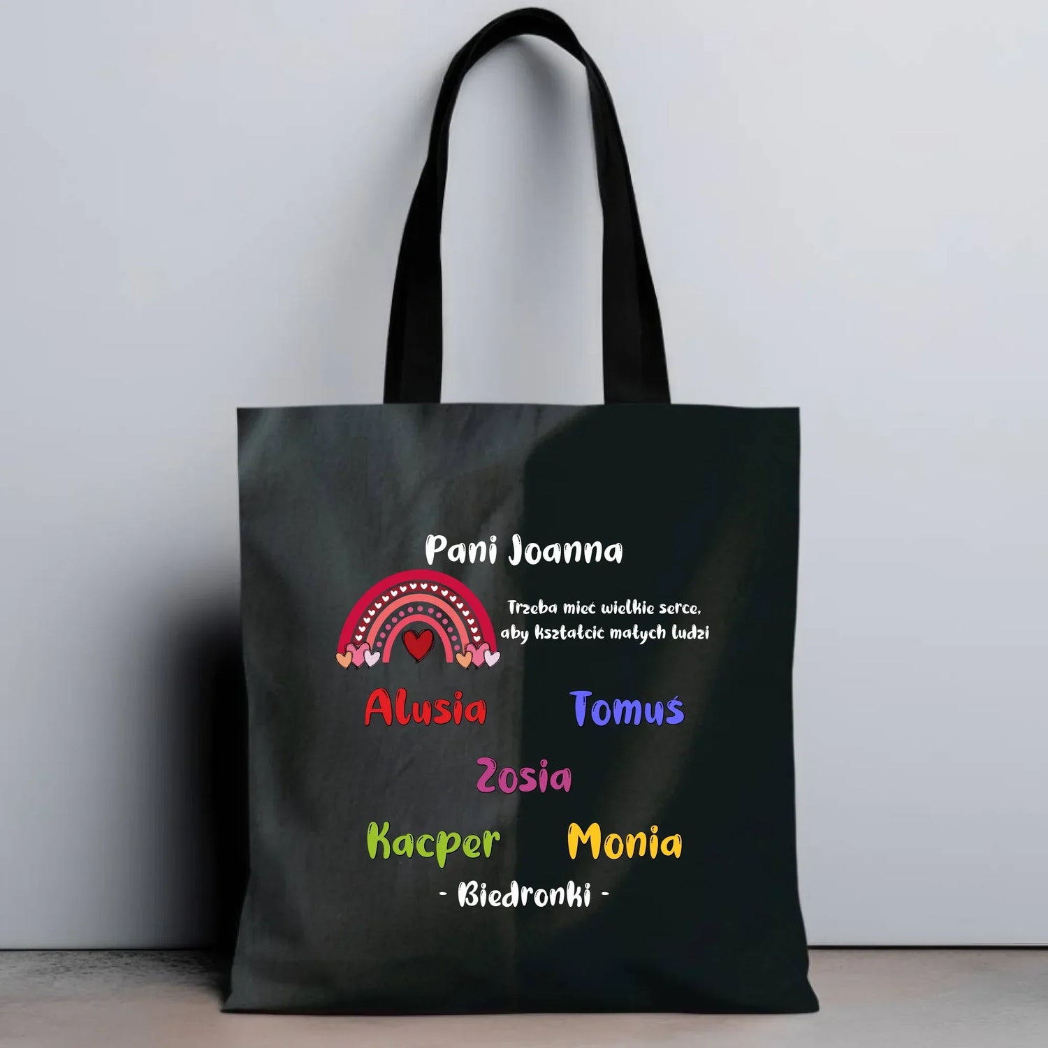 Trzeba mieć wielkie serce imiona dzieci 1-25 | Torba dla nauczycielki N14 - StoryCups.pl