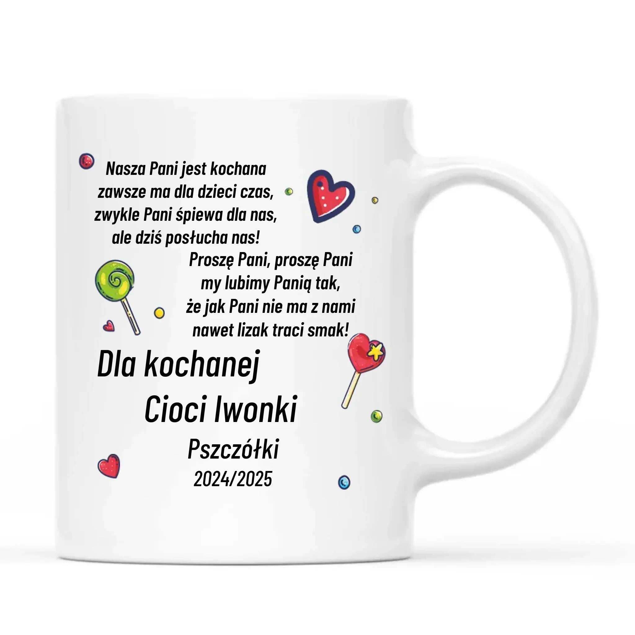 Kubek z wierszykiem dla przedszkolanki na prezent Zakończenie Przedszkola N16 - StoryCups.pl