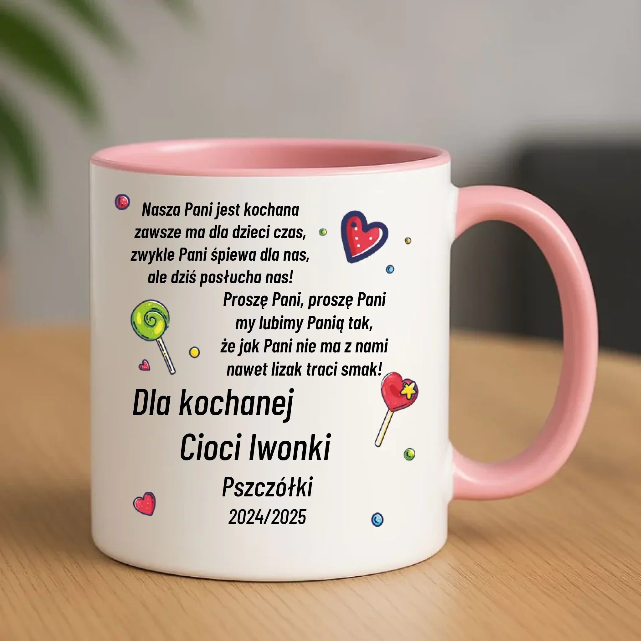 Kubek z wierszykiem dla przedszkolanki na prezent Zakończenie Przedszkola N16 - StoryCups.pl