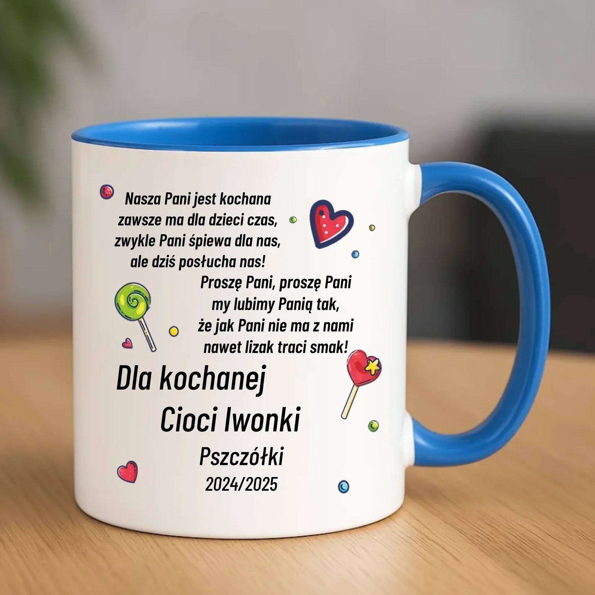 Kubek z wierszykiem dla przedszkolanki na prezent Zakończenie Przedszkola N16 - StoryCups.pl