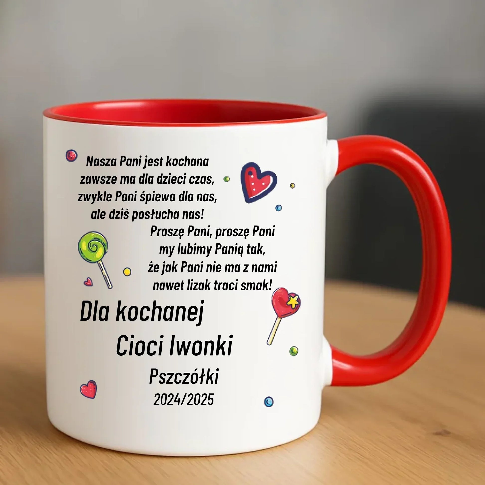 Kubek z wierszykiem dla przedszkolanki na prezent Zakończenie Przedszkola N16 - StoryCups.pl