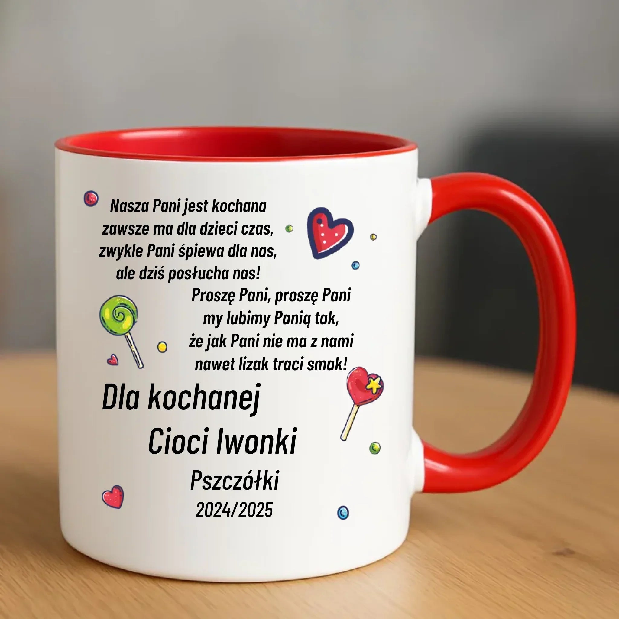 Kubek z wierszykiem dla przedszkolanki na prezent Zakończenie Przedszkola N16 - StoryCups.pl