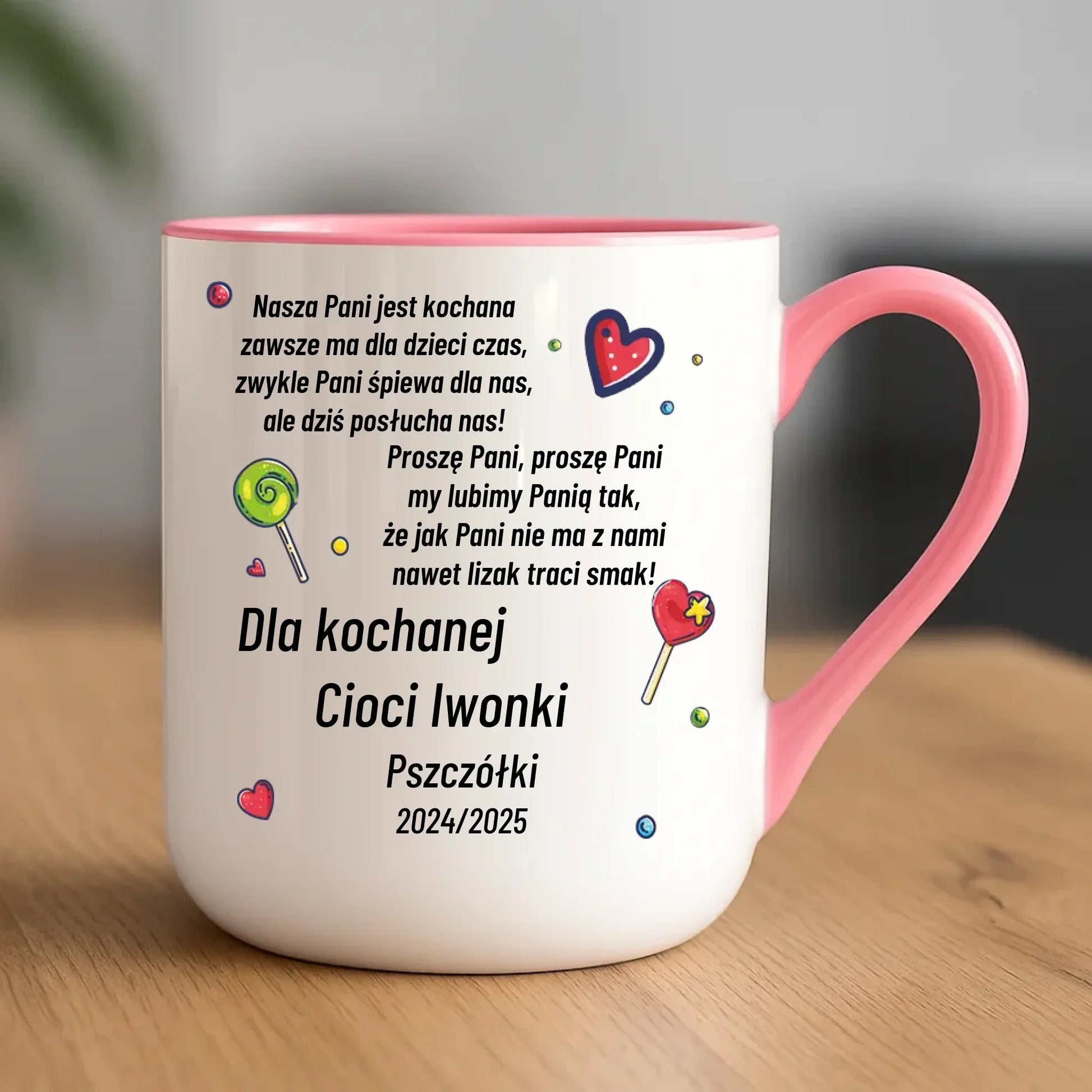 Kubek elegant z wierszykiem dla przedszkolanki na prezent Zakończenie Przedszkola N16 - StoryCups.pl