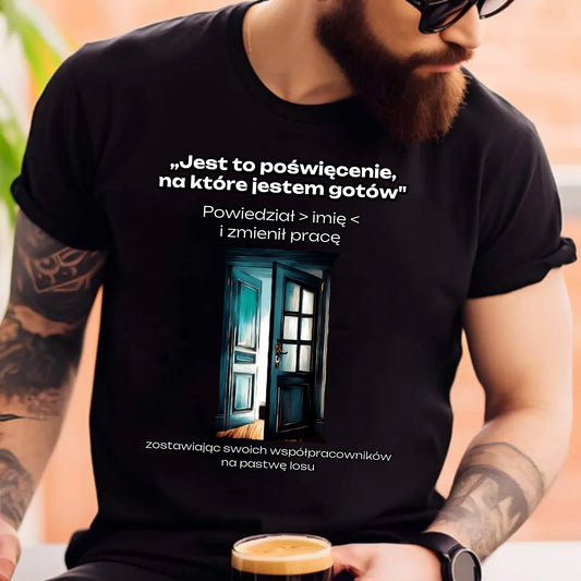 Męska koszulka z nadrukiem – personalizowany prezent na odejście z pracy