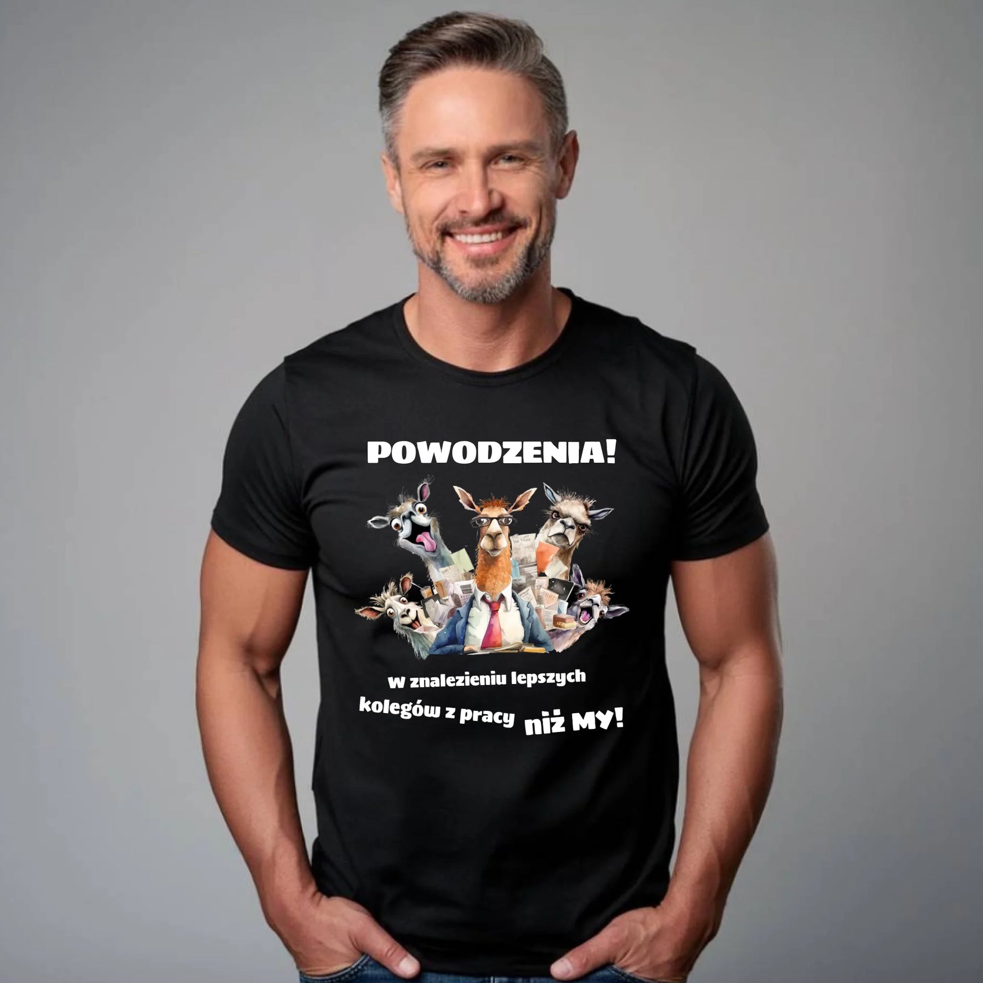 Męska koszulka z nadrukiem – personalizowany prezent na odejście z pracy