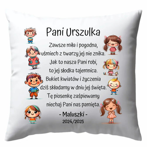 Dzieci z wierszykiem | Personalizowana poduszka dla przedszkolanki na prezent N19 - StoryCups.pl