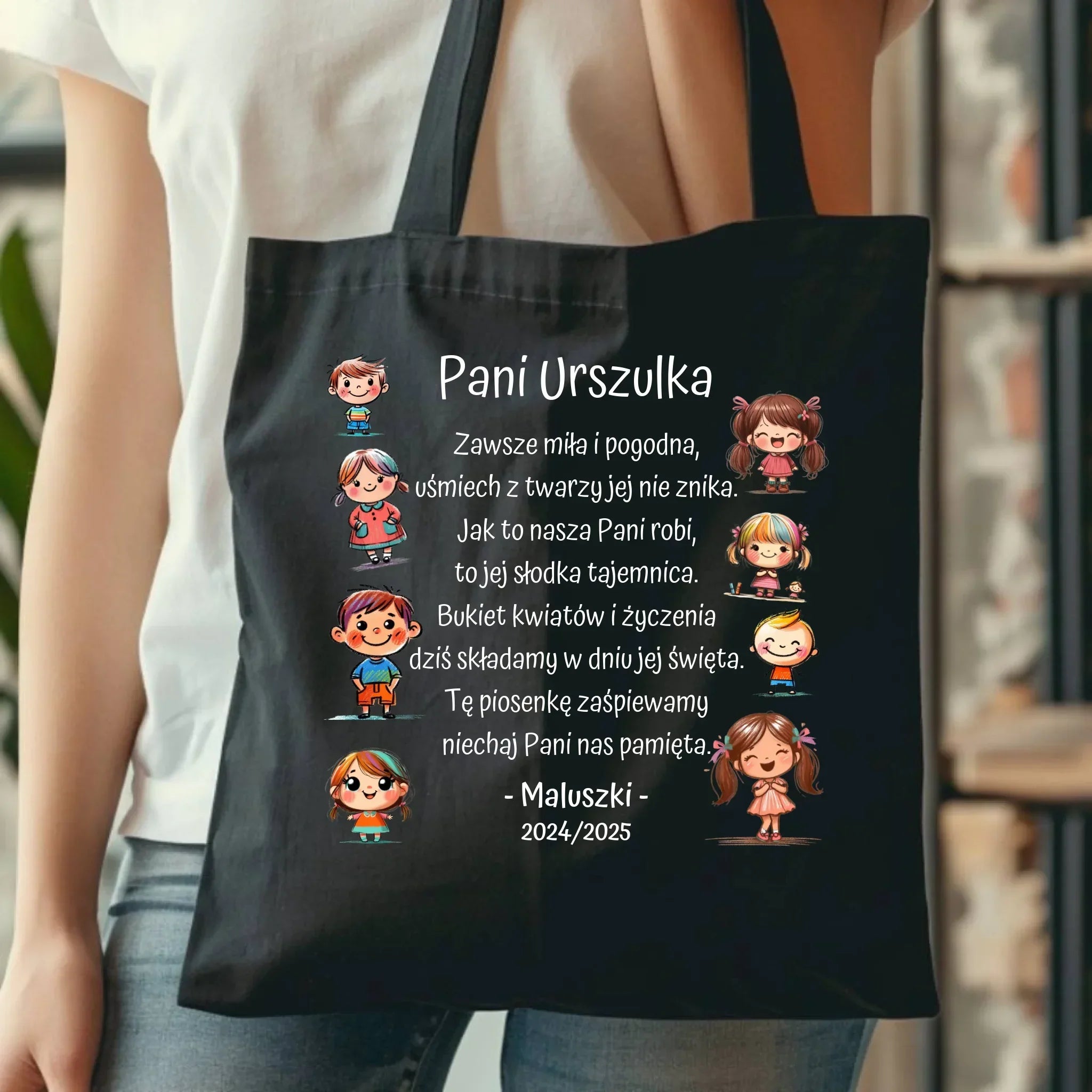 Dzieci z wierszykiem | Personalizowana torba dla przedszkolanki na prezent N19 - StoryCups.pl