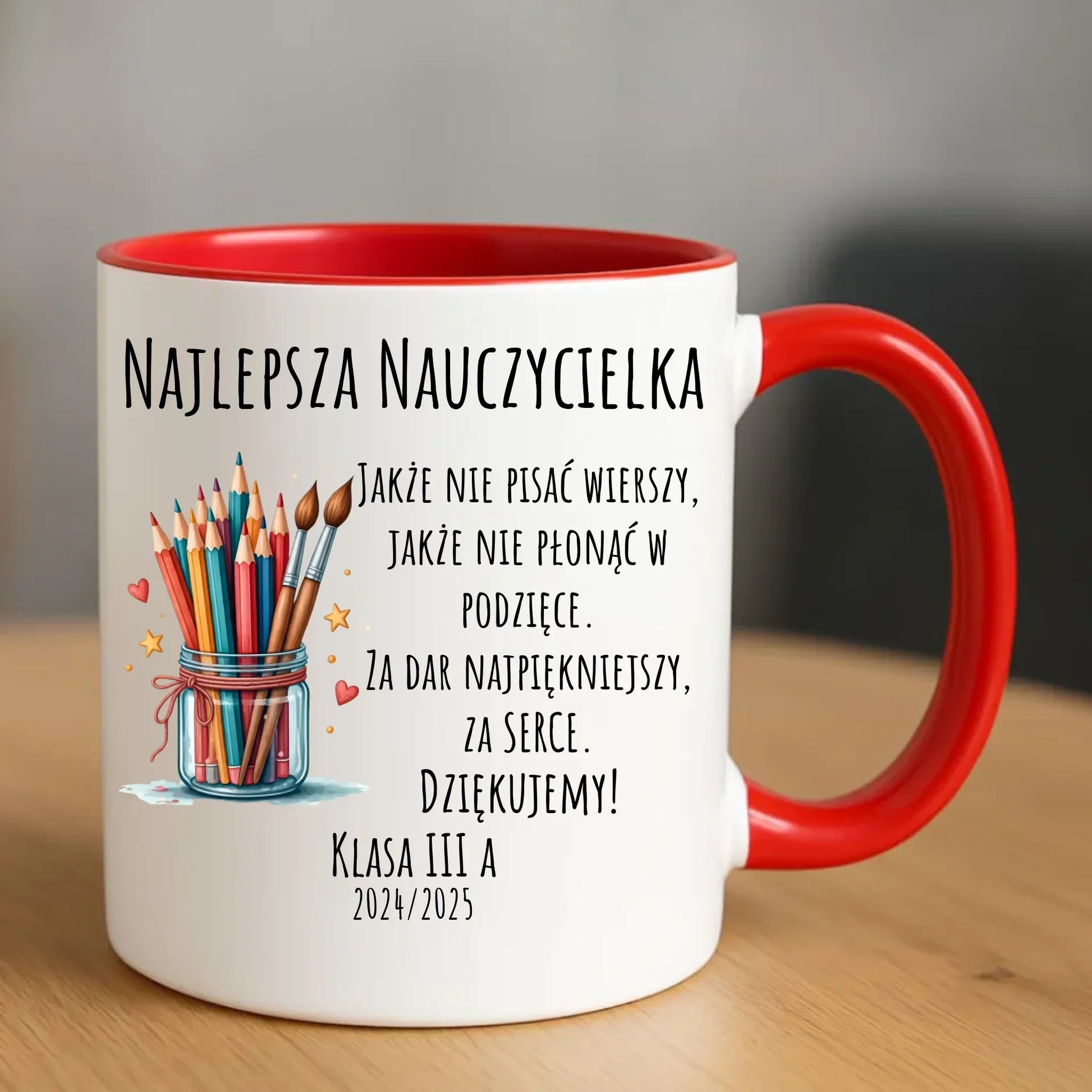 Za dar najpiękniejszy za serce | Kubek dla najlepszej nauczycielki na prezent N20 - StoryCups.pl
