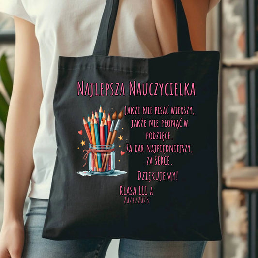 Bawełniana torba prezent dla nauczyciela NAUCZYCIEL WYCHOWAWCA PRZEDSZKOLANKA