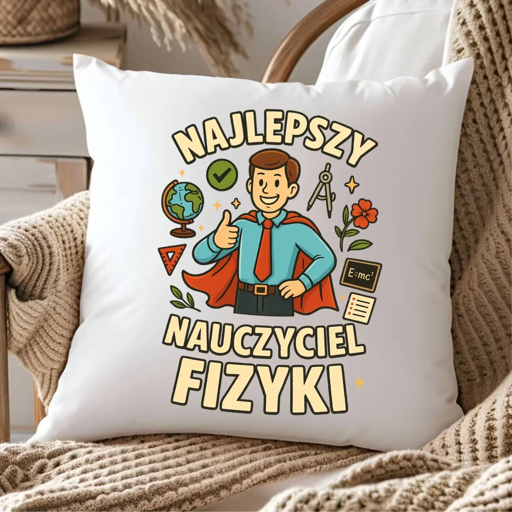 Najlepszy nauczyciel fizyki | Poduszka na prezent N22 - StoryCups.pl