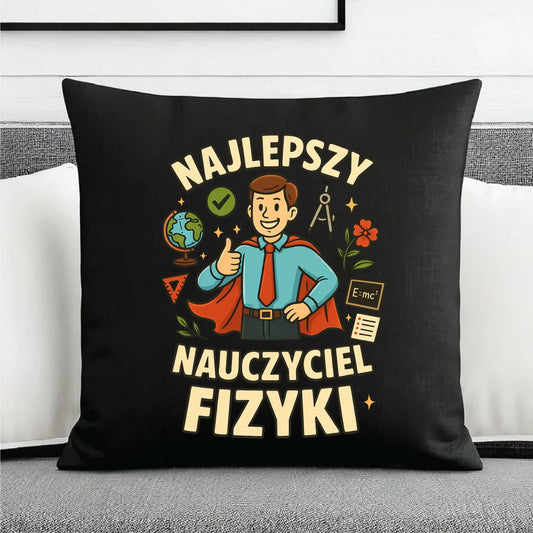 Prezent dla nauczyciela czarna poduszka dekoracyjna NAUCZYCIEL ZAKOŃCZENIE ROKU SZKOLNEGO