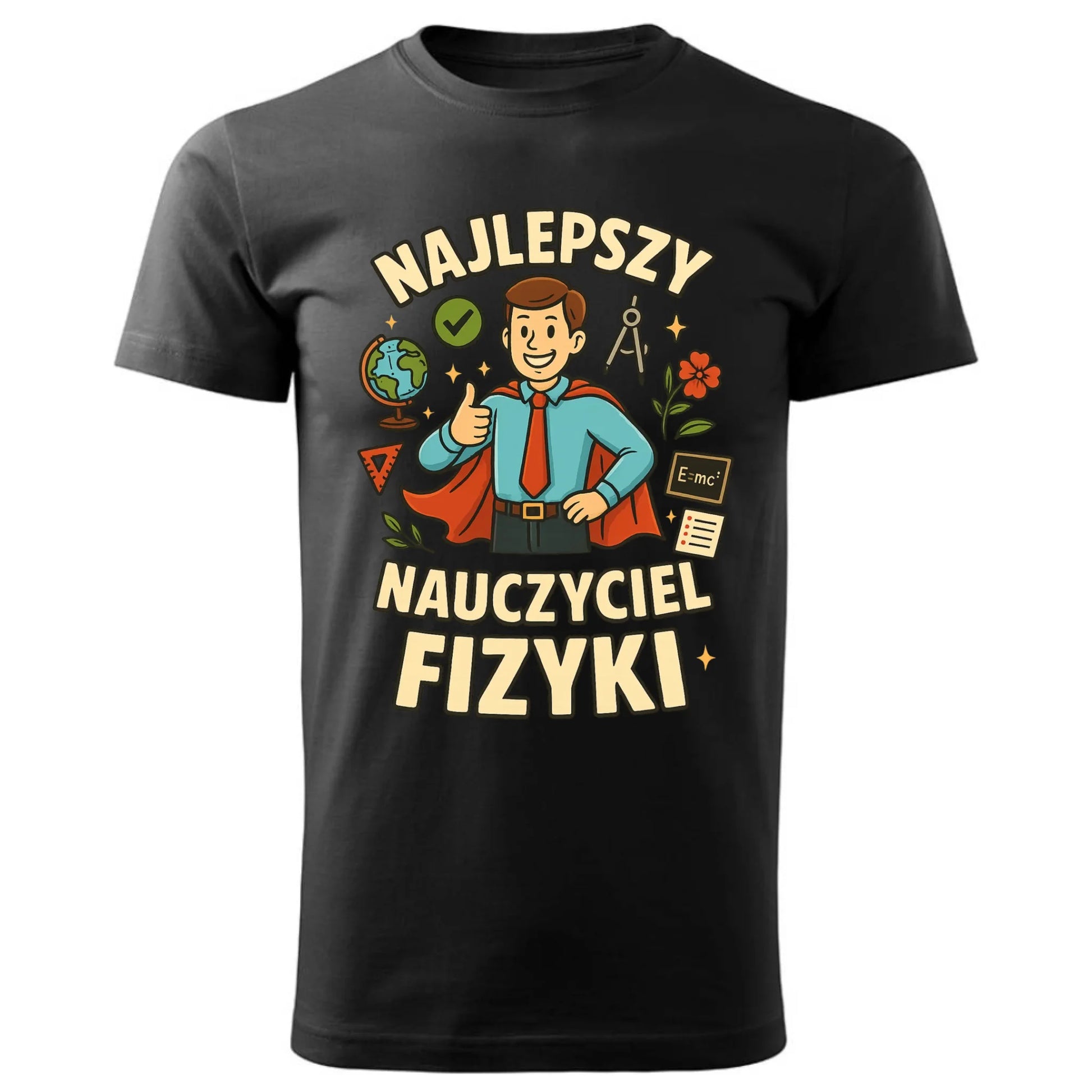 Czarna koszulka dla nauczyciela na prezent NAUCZYCIEL ZAKOŃCZENIE ROKU SZKOLNEGO