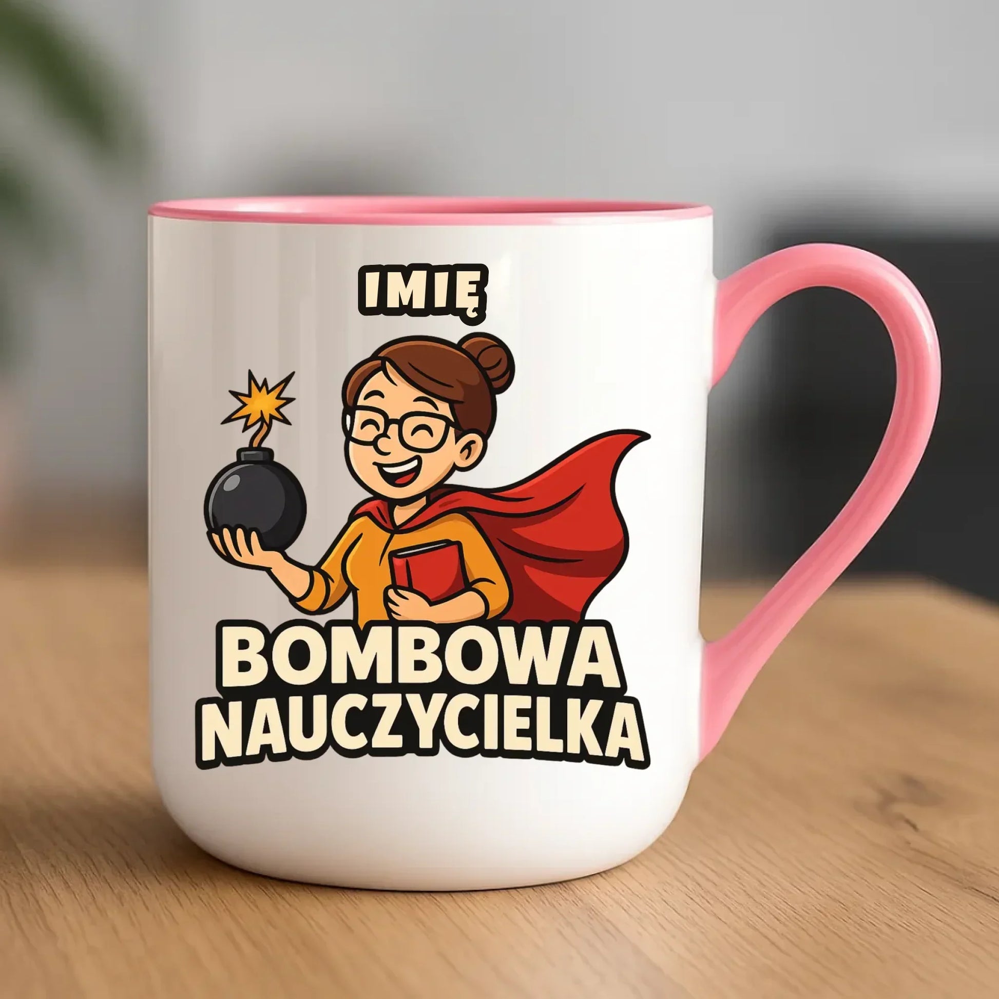 Bombowa nauczycielka | Kubek elegant z imieniem na prezent N25 - StoryCups.pl