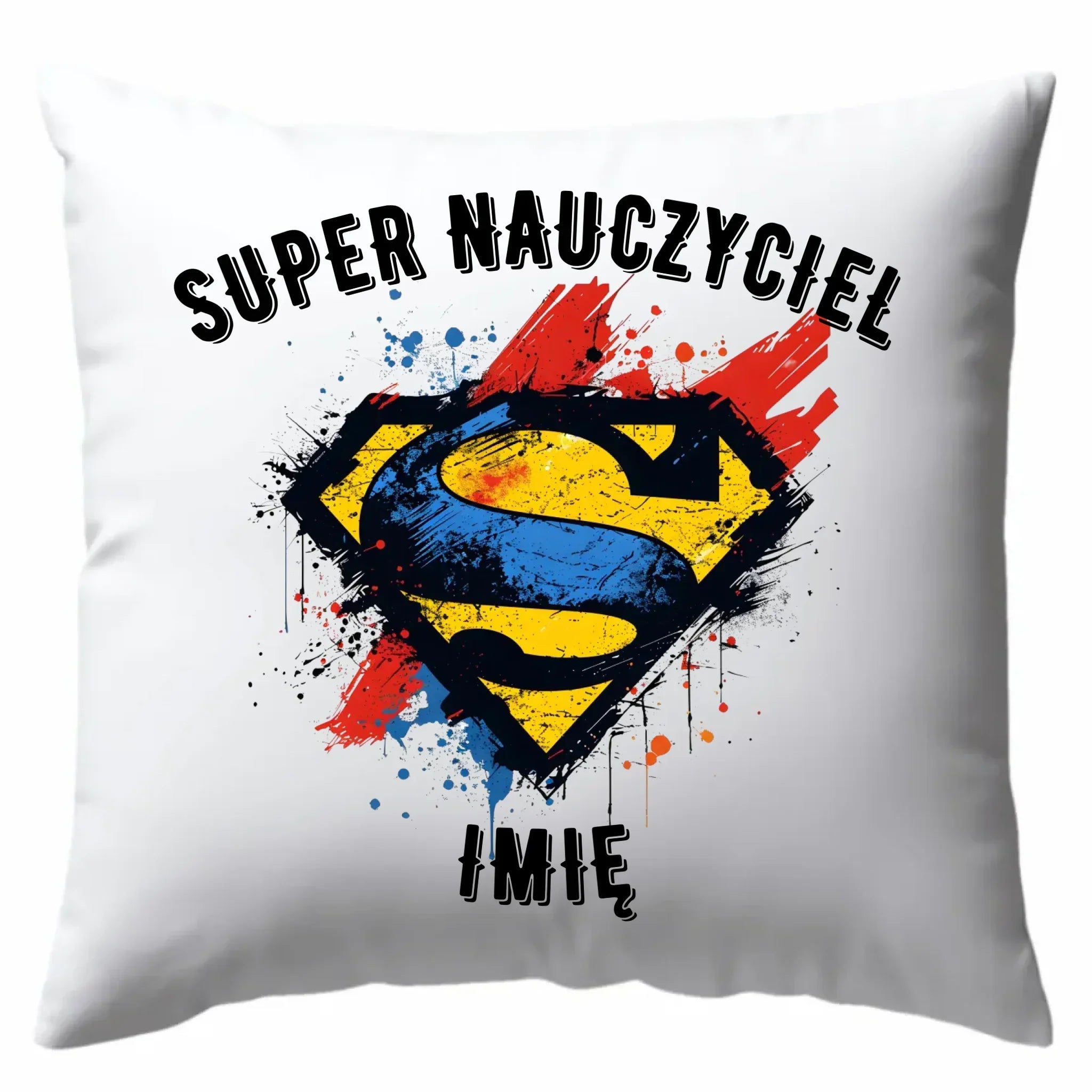 Super nauczyciel | Poduszka z imieniem na prezent dla nauczyciela N28 - StoryCups.pl