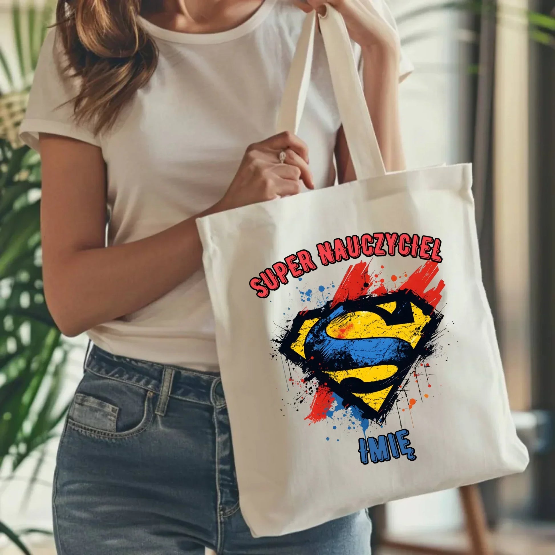 Super nauczyciel | Torba z imieniem na prezent dla nauczyciela N28 - StoryCups.pl