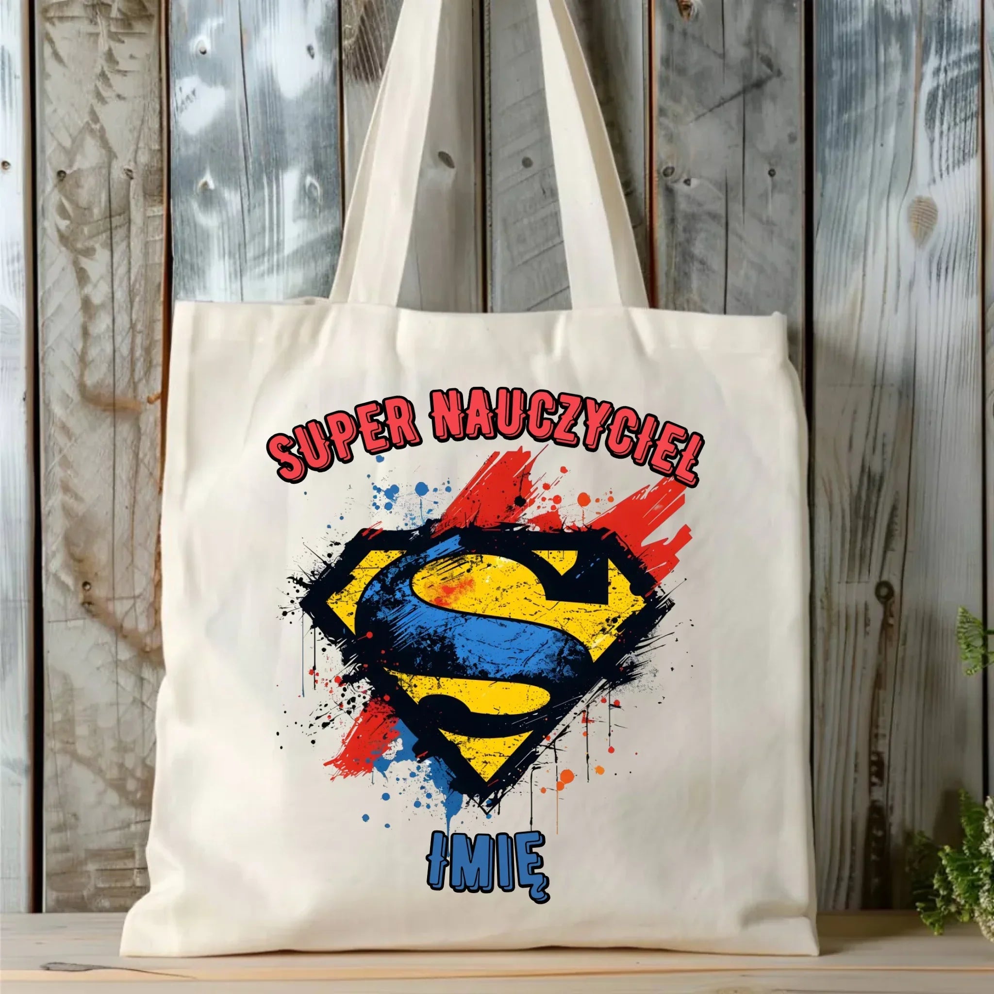 Super nauczyciel | Torba z imieniem na prezent dla nauczyciela N28 - StoryCups.pl