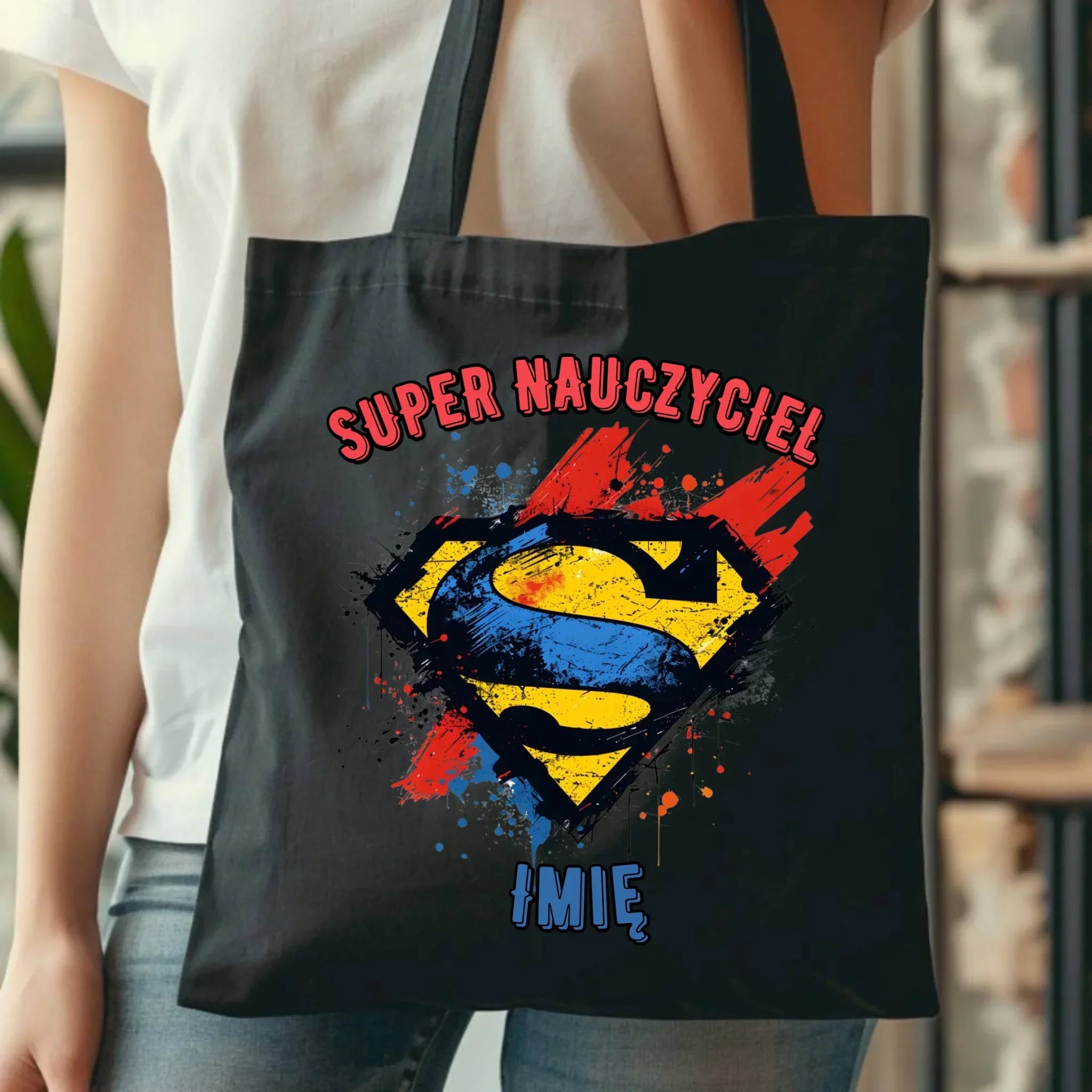 Super nauczyciel | Torba z imieniem na prezent dla nauczyciela N28 - StoryCups.pl
