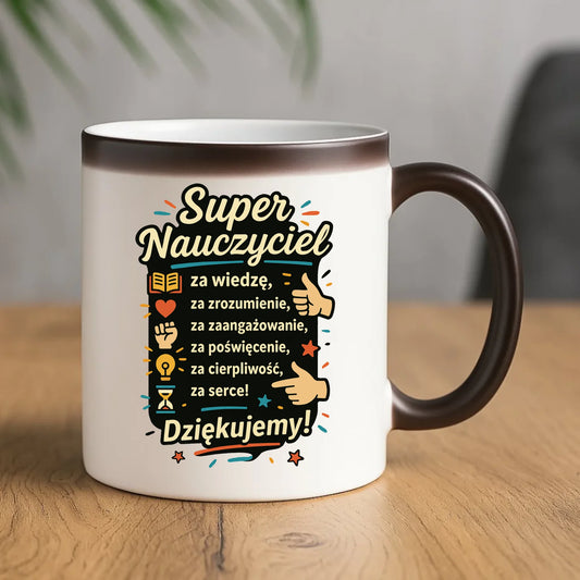 Prezent dla nauczyciela kubek magiczny NAUCZYCIEL ZAKOŃCZENIE ROKU SZKOLNEGO