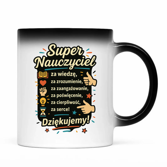 Prezent dla nauczyciela kubek magiczny NAUCZYCIEL ZAKOŃCZENIE ROKU SZKOLNEGO