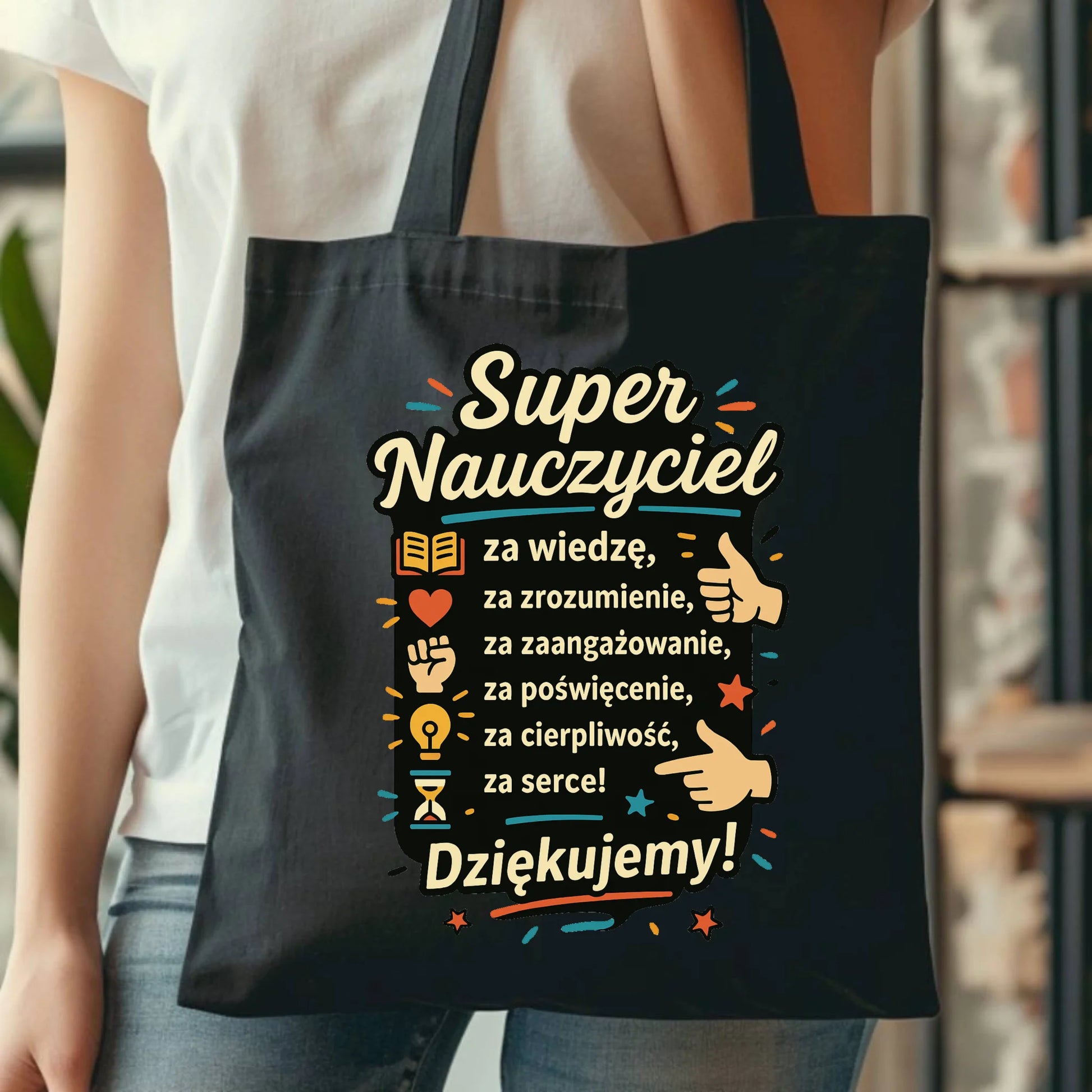 Bawełniana torba prezent dla nauczyciela NAUCZYCIEL WYCHOWAWCA PRZEDSZKOLANKA