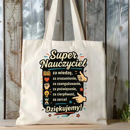 Bawełniana torba prezent dla nauczyciela NAUCZYCIEL WYCHOWAWCA PRZEDSZKOLANKA