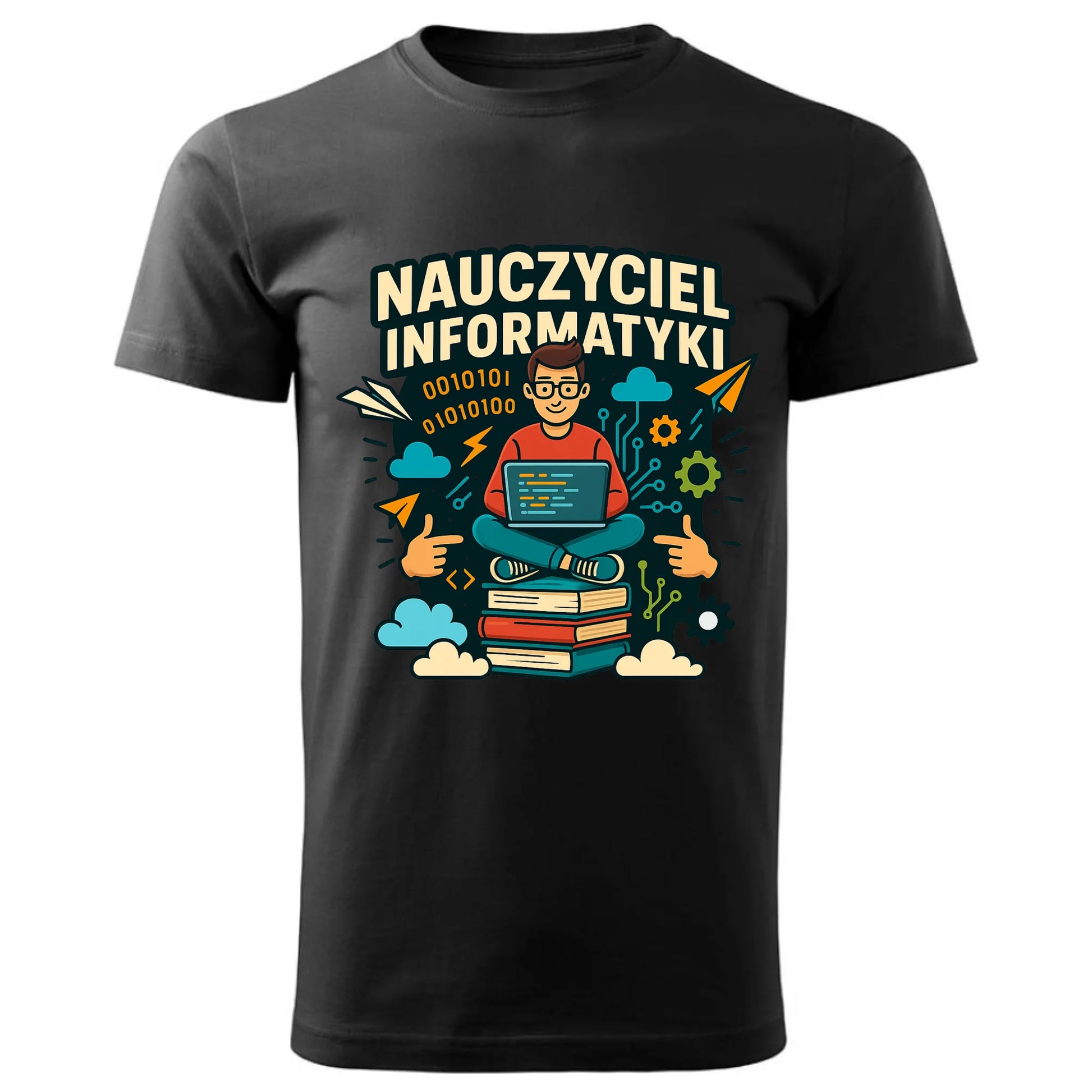 Czarna koszulka dla nauczyciela na prezent NAUCZYCIEL ZAKOŃCZENIE ROKU SZKOLNEGO
