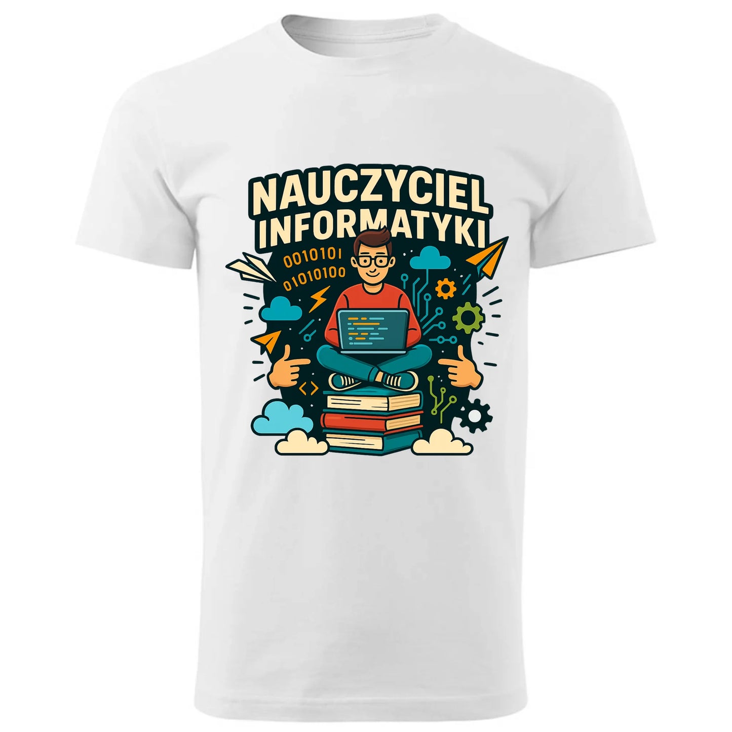 Biała koszulka dla nauczyciela na prezent NAUCZYCIEL ZAKOŃCZENIE ROKU SZKOLNEGO